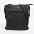 Gucci Mens GG Messenger Crossbody Black Nylon