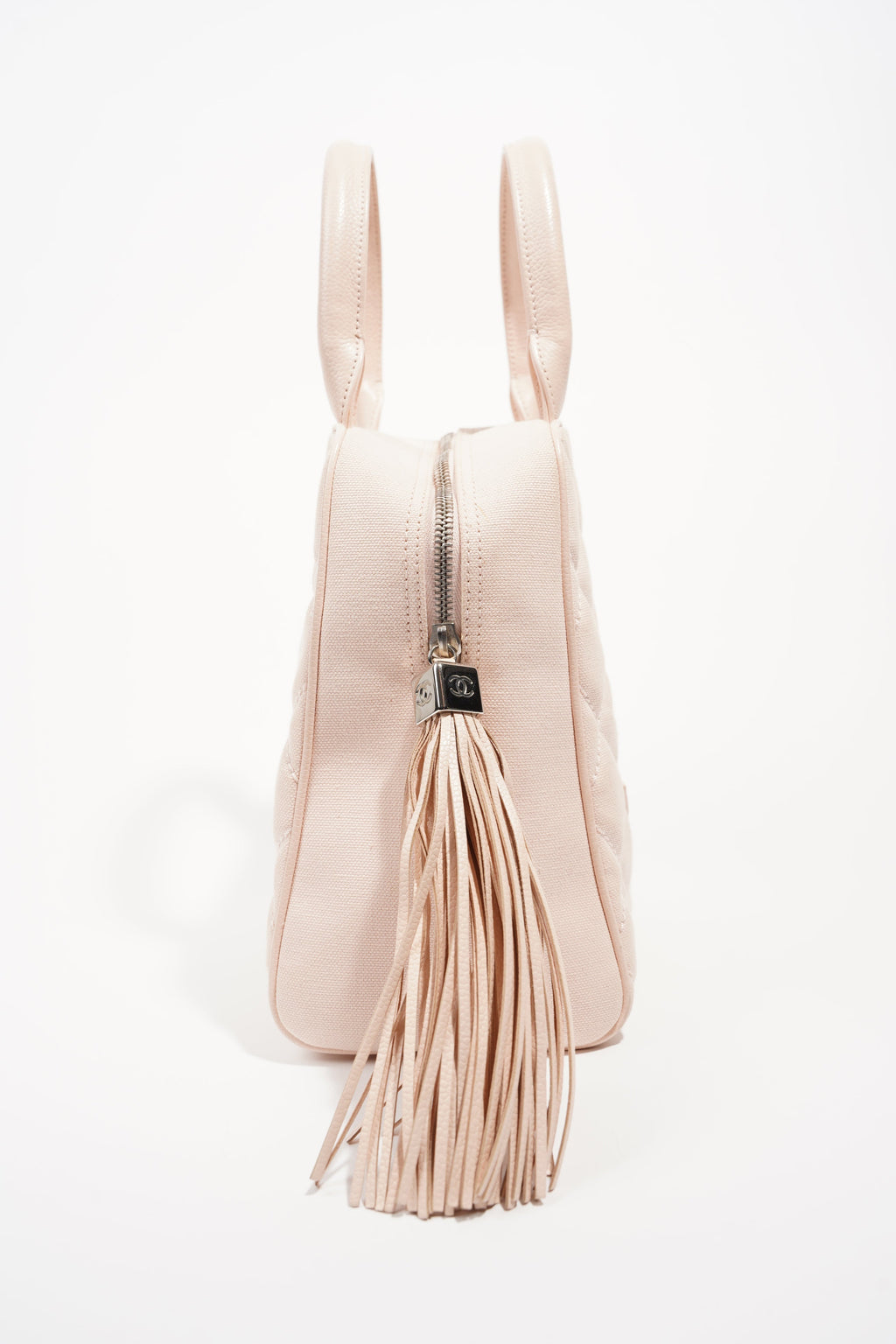 Chanel Womens Lambskin Hobo Tassel Bag Pink Small
