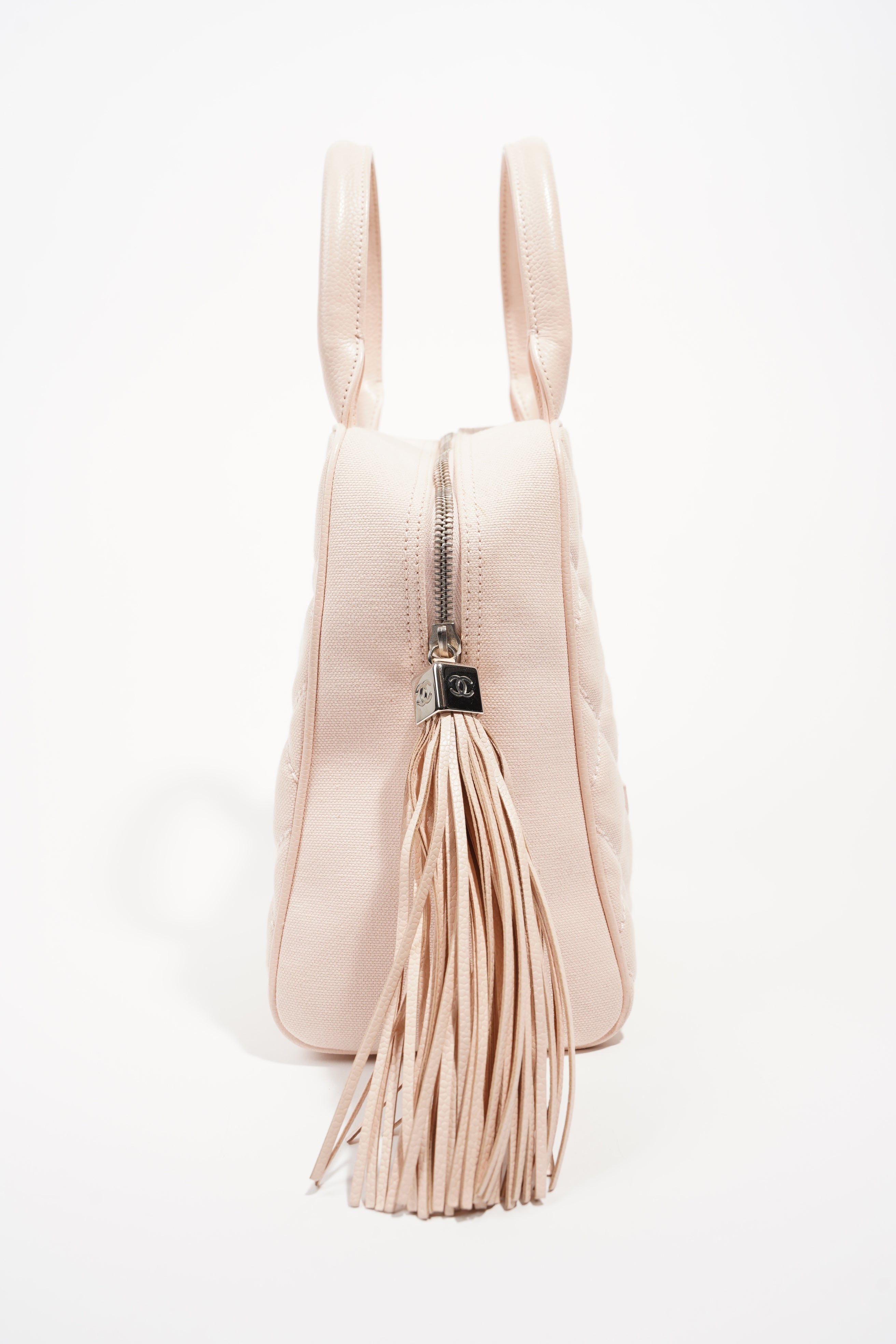 Chanel Womens Lambskin Hobo Tassel Bag Pink Small