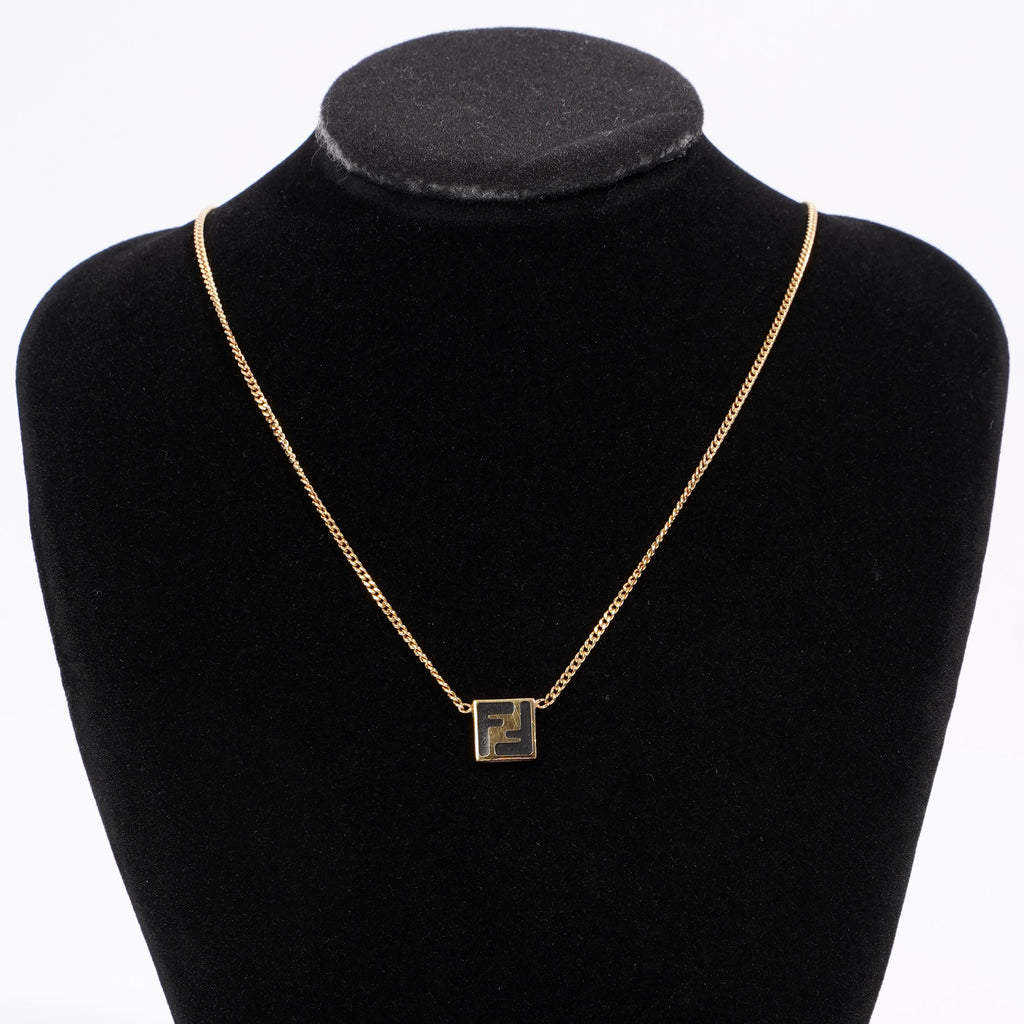 Fendi Womens O'Lock Necklace Golden Finish Base Metal