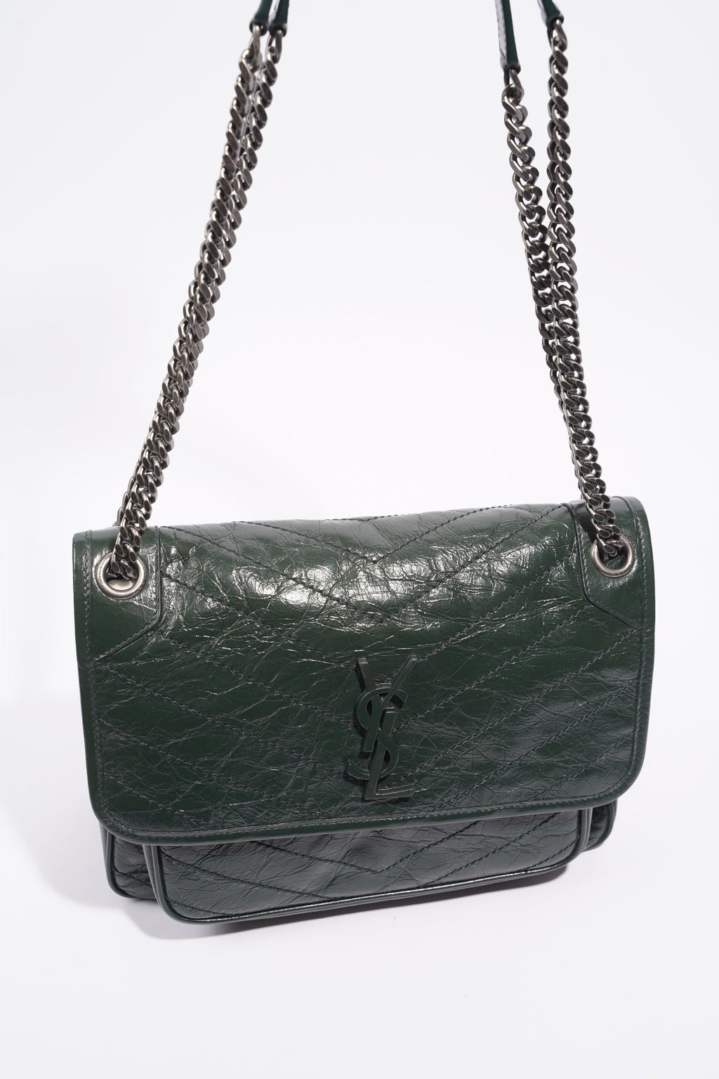 Saint Laurent Womens Niki Shoulder Bag Forest Green Medium