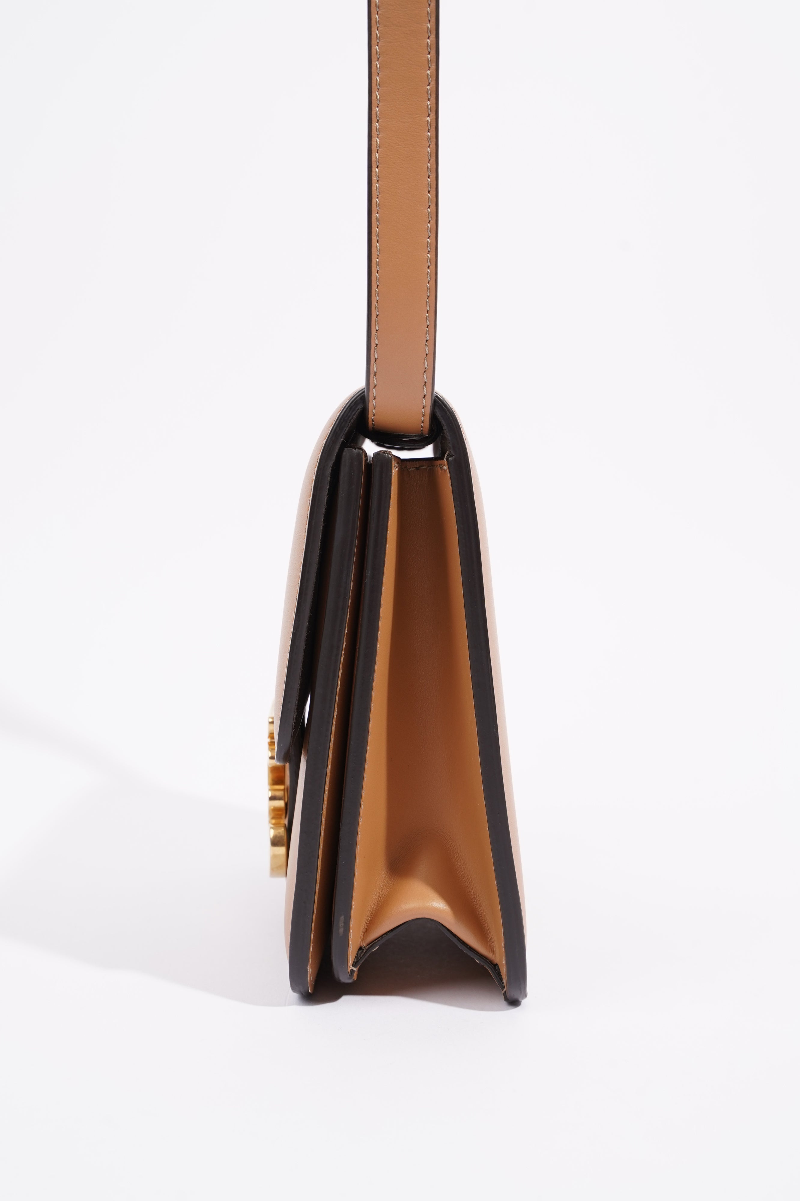Fendi Karligraphy Shoulder Bag Tan Leather