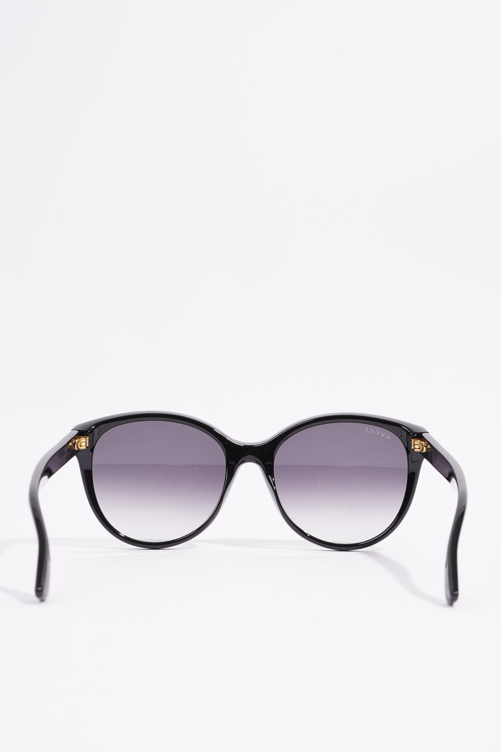 Gucci Womens Round Cat Eye Sunglasses Black Acetate 145