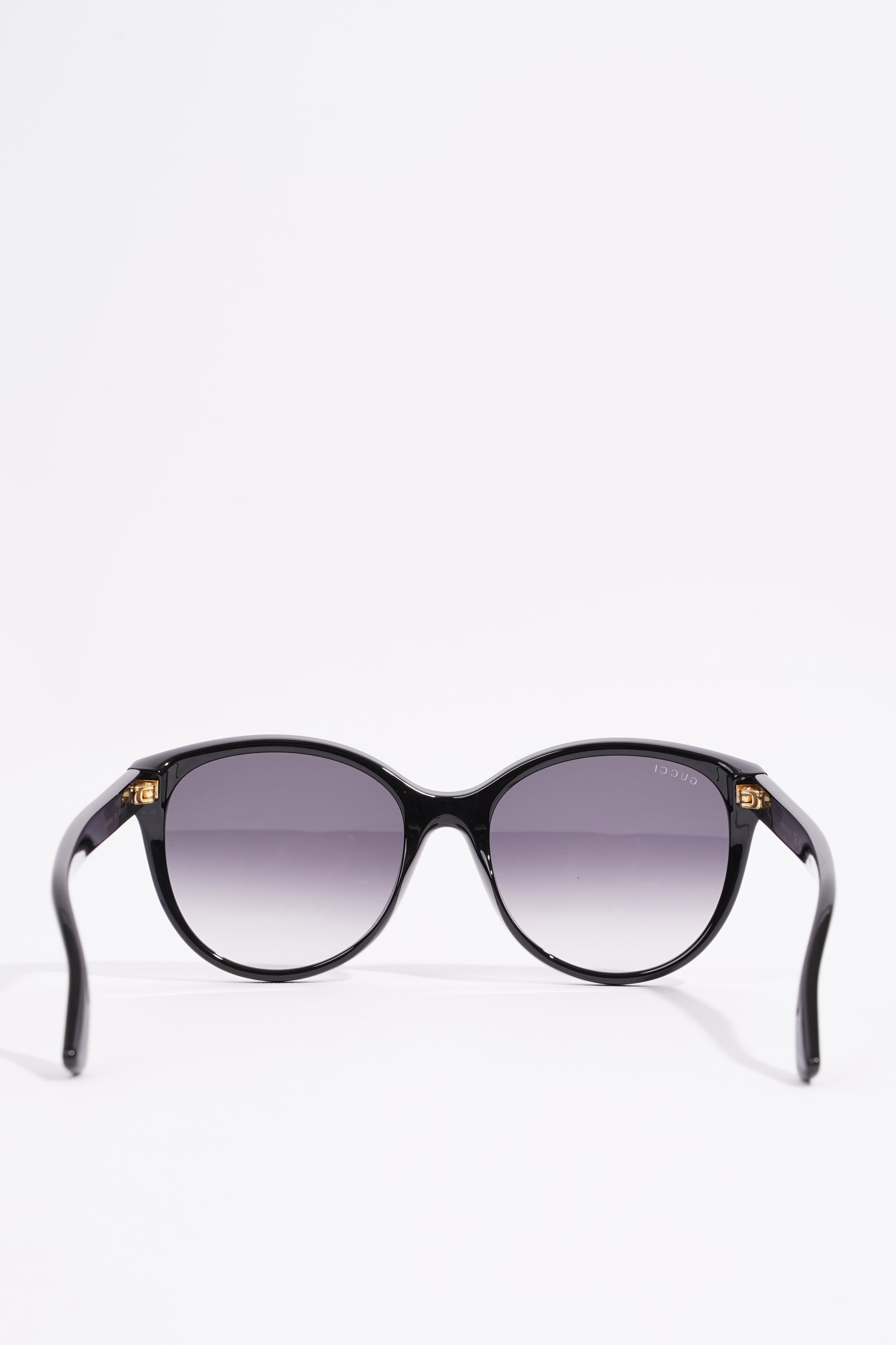 Gucci Womens Round Cat Eye Sunglasses Black Acetate 145