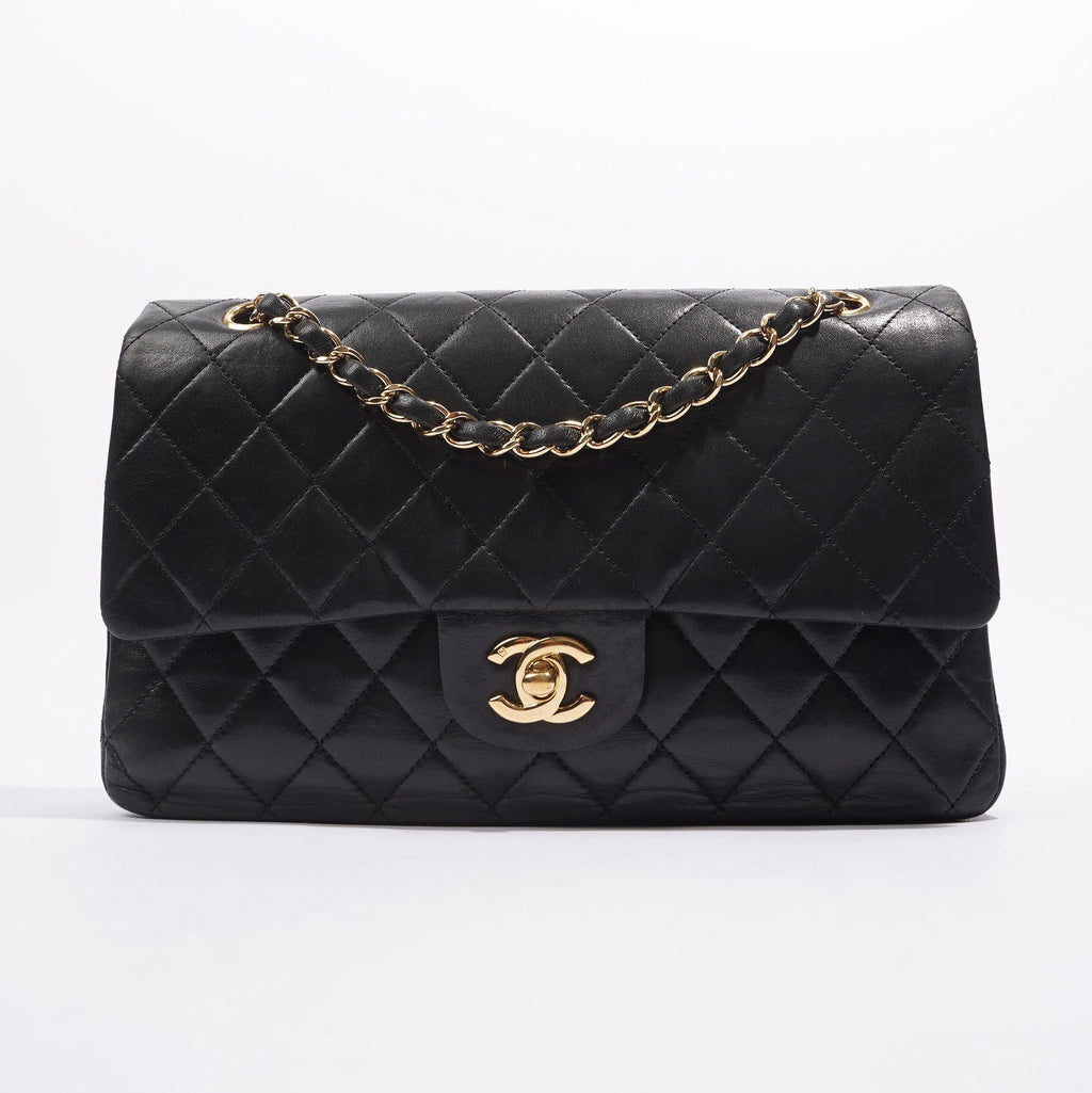 Chanel Lambskin Classic Double Flap Black Leather Medium