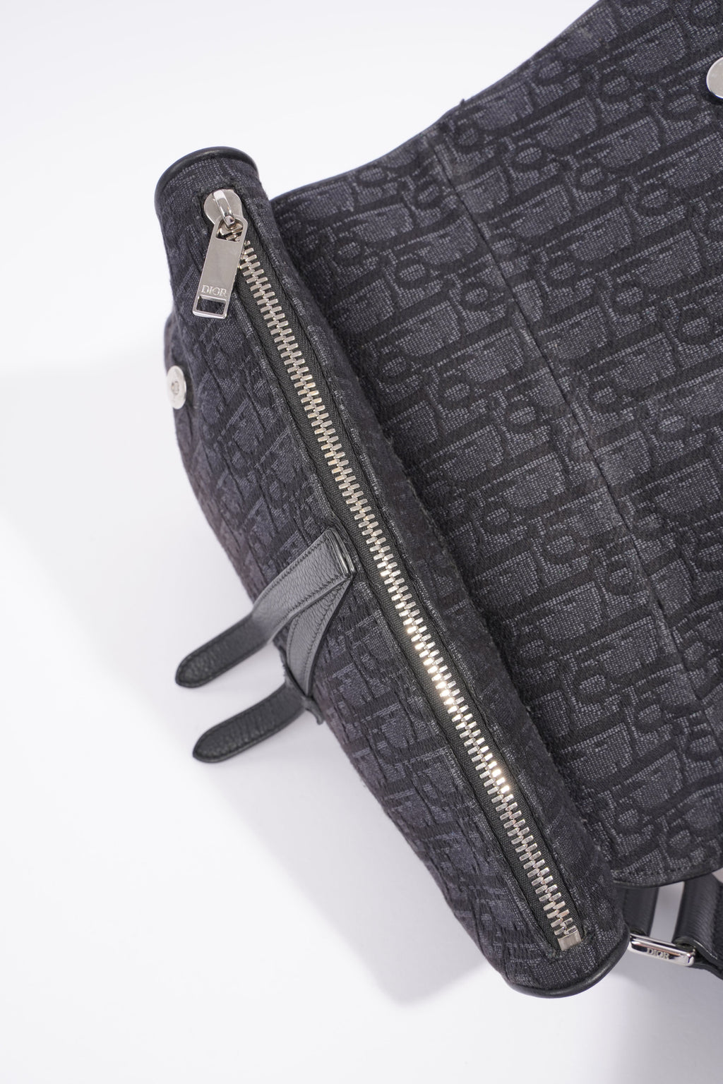 Christian Dior Saddle Bag Dark Grey Oblique Canvas