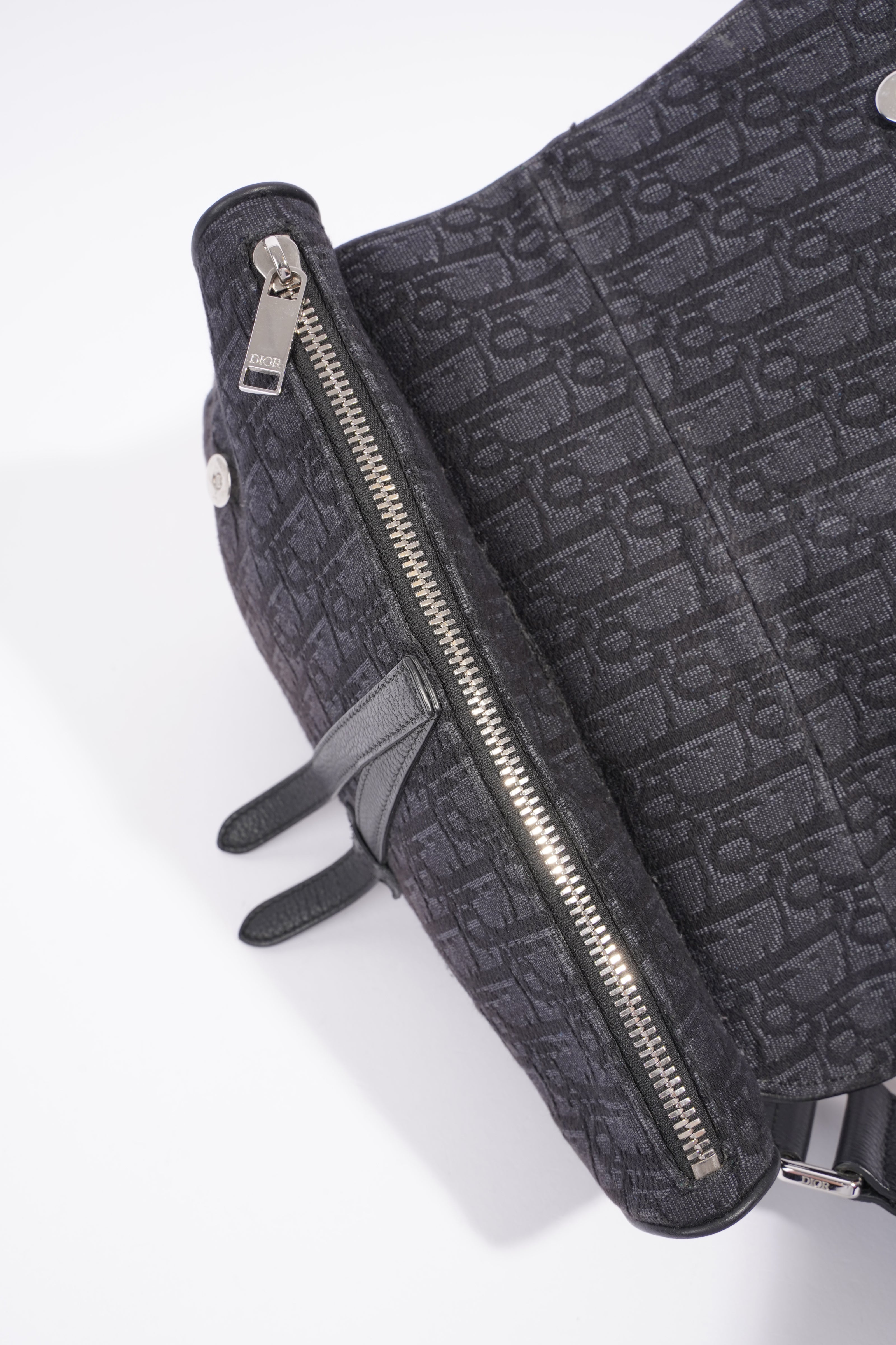 Christian Dior Saddle Bag Dark Grey Oblique Canvas