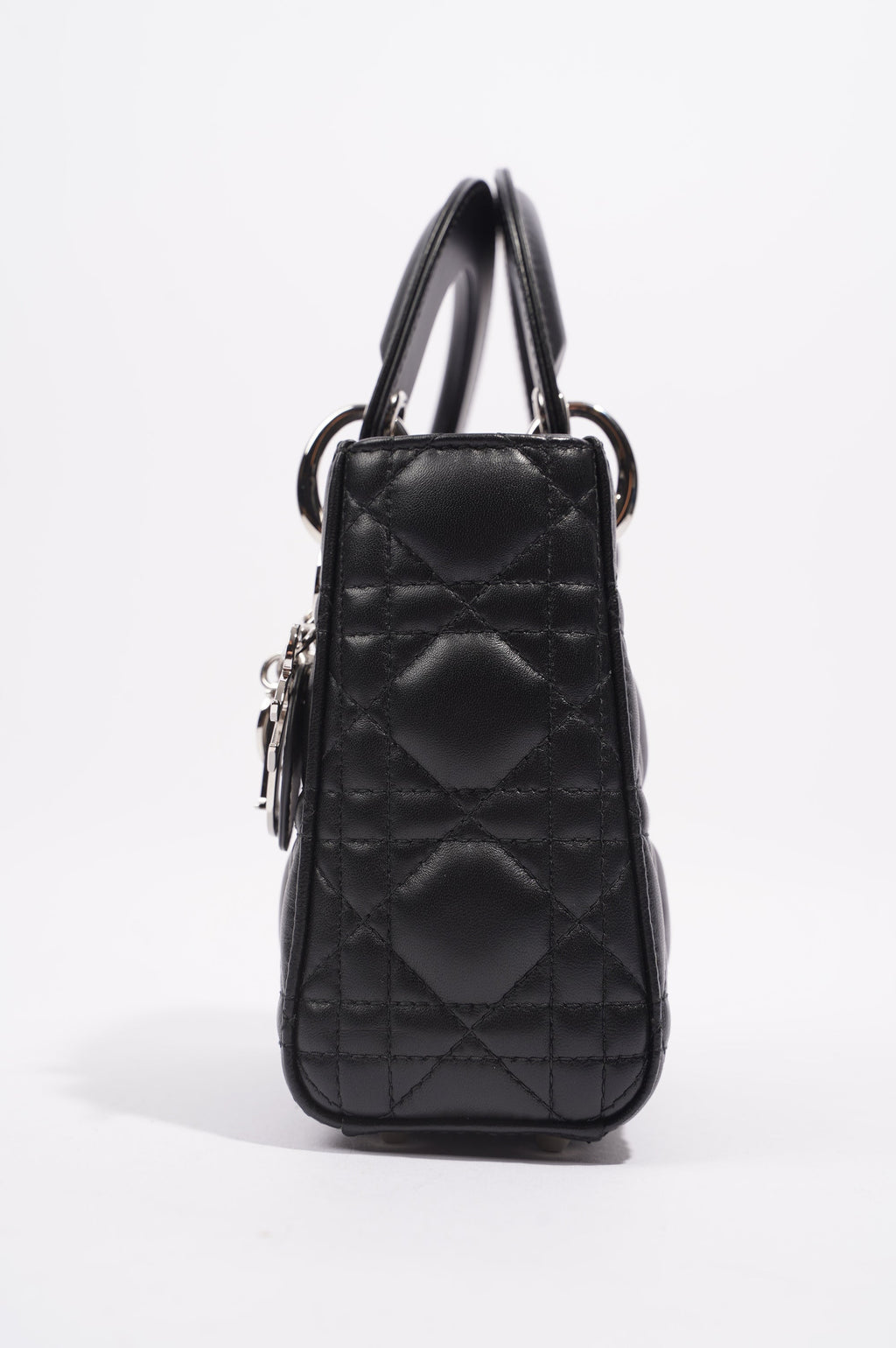 Christian Dior Womens Lady Dior Black Leather Mini