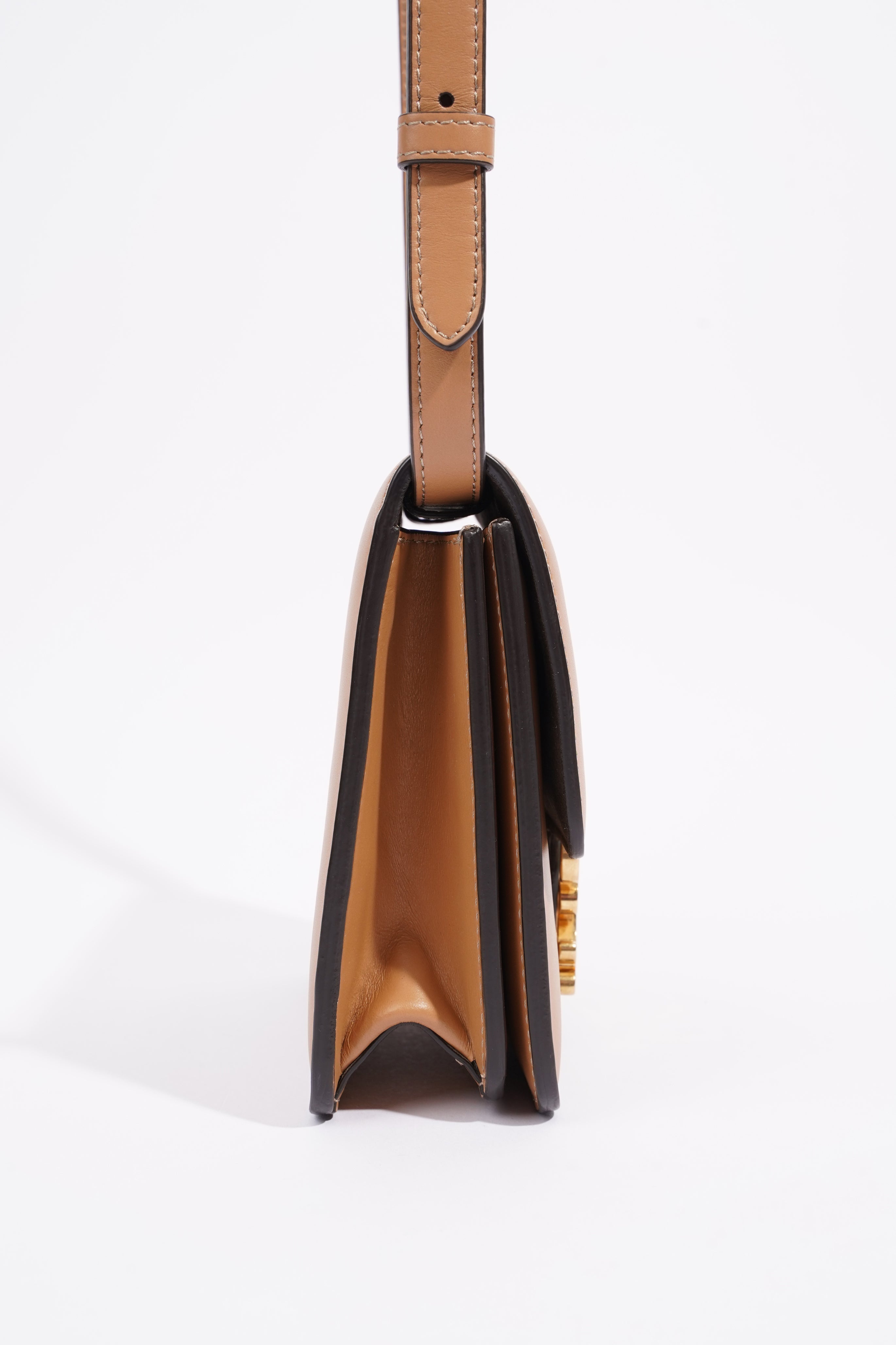 Fendi Karligraphy Shoulder Bag Tan Leather