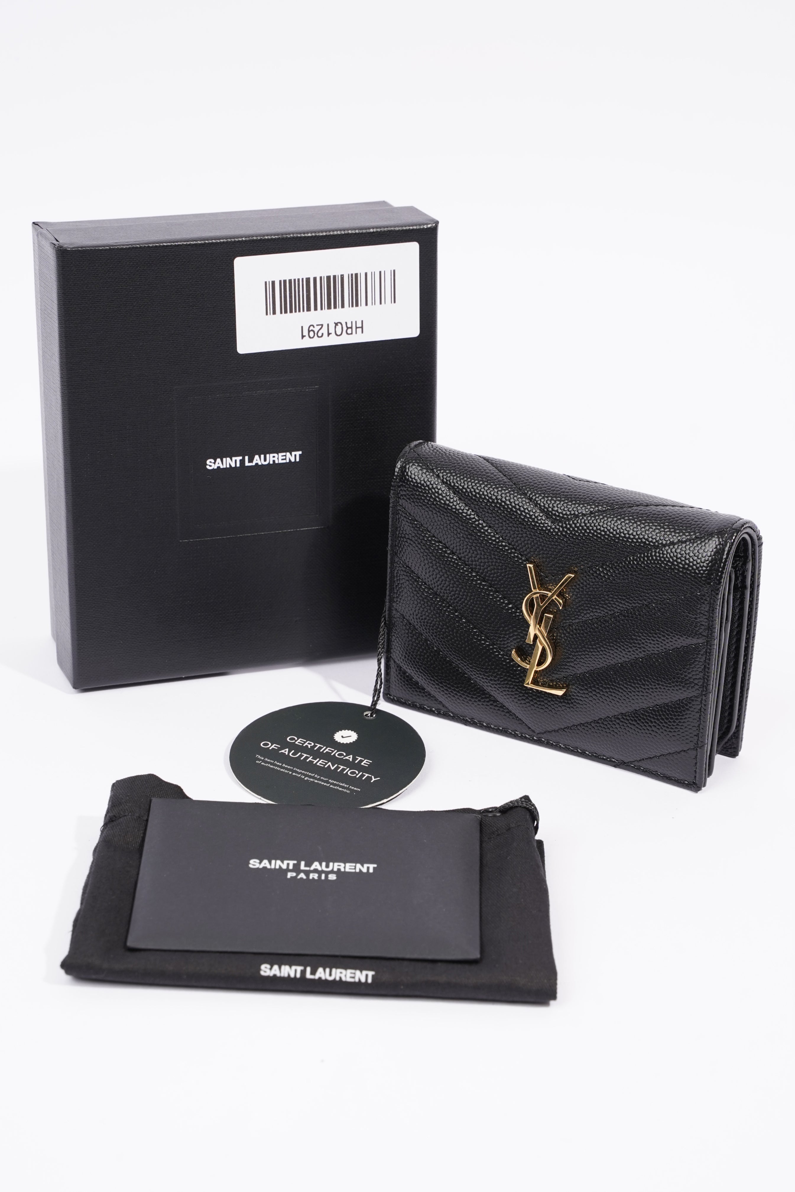 Saint Laurent Flap Card Case Black Matelasse Leather