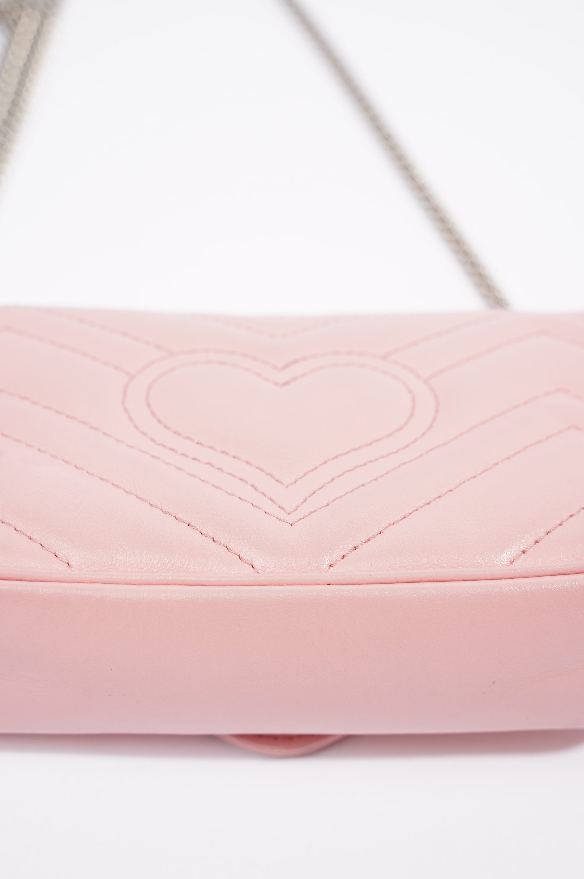 Gucci Womens Marmont Flap Pink / Silver Super Mini