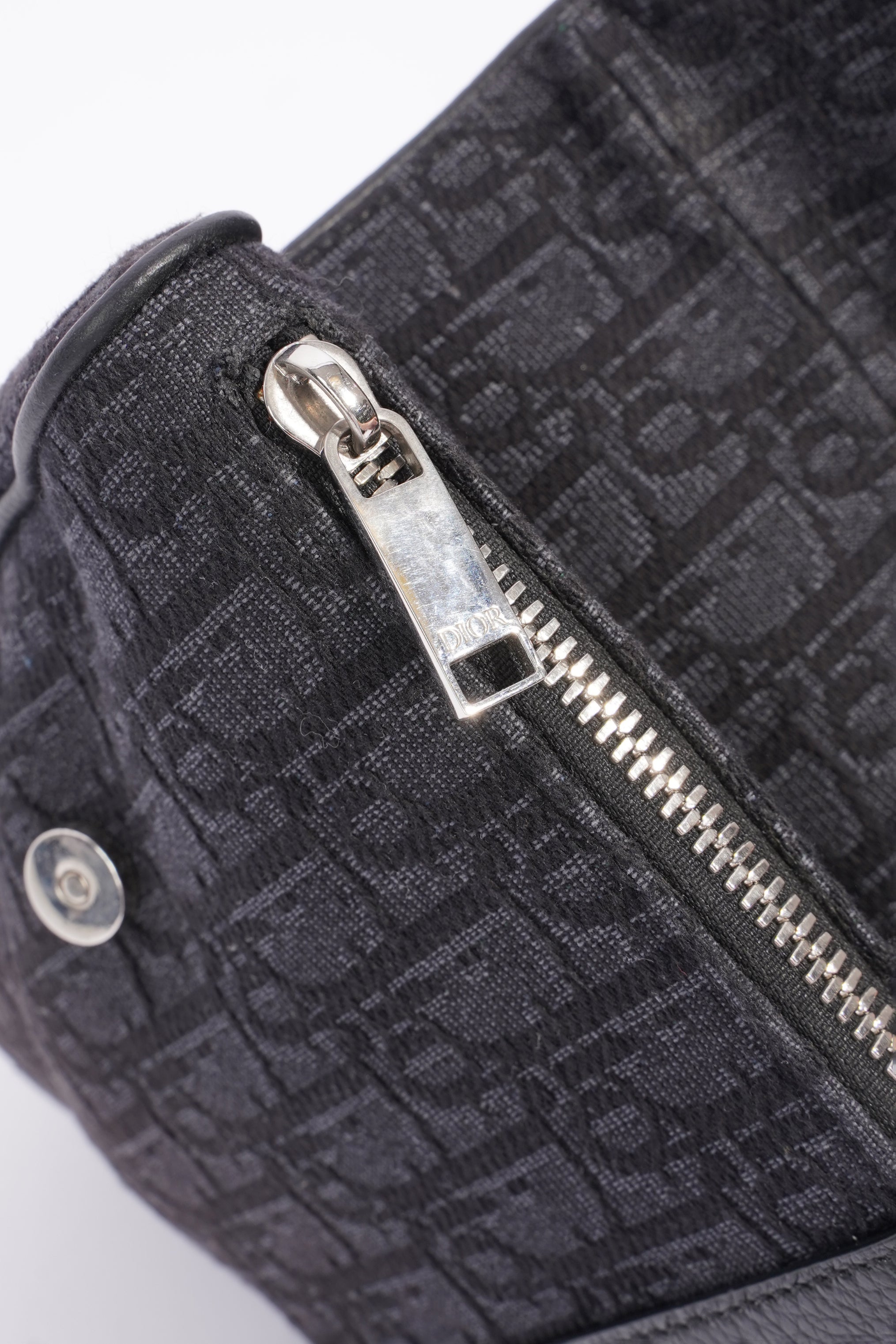 Christian Dior Saddle Bag Dark Grey Oblique Canvas
