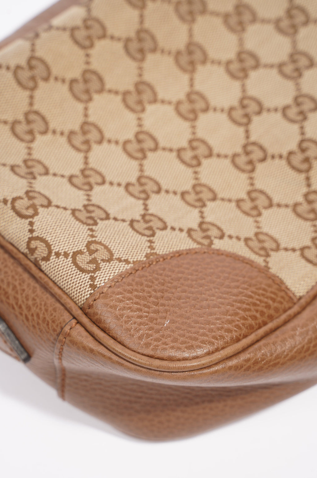 Gucci Womens Bree Messenger Bag Beige / Brown Canvas / Leather