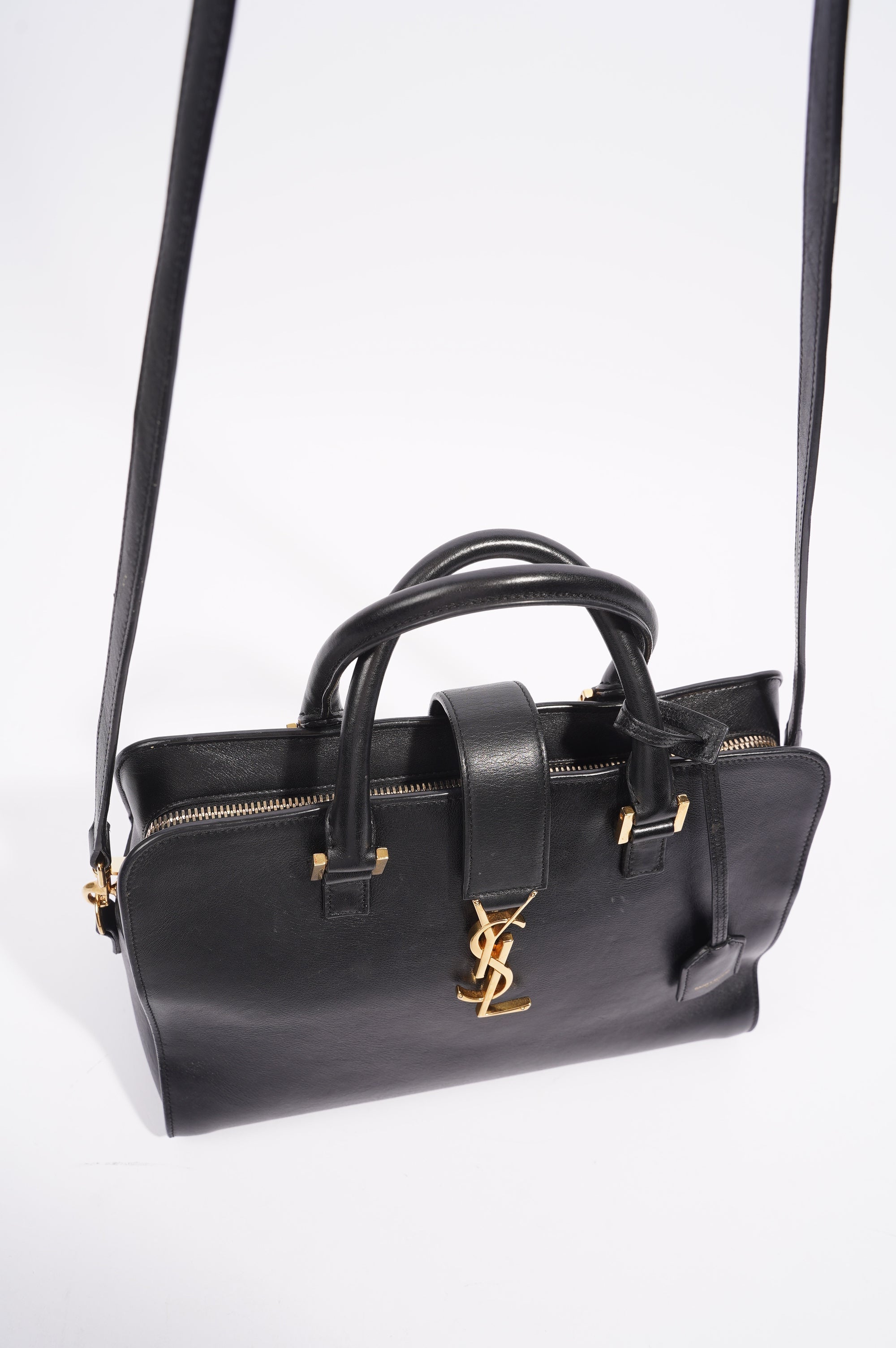 Saint Laurent Womens Cabas Black / Gold Small