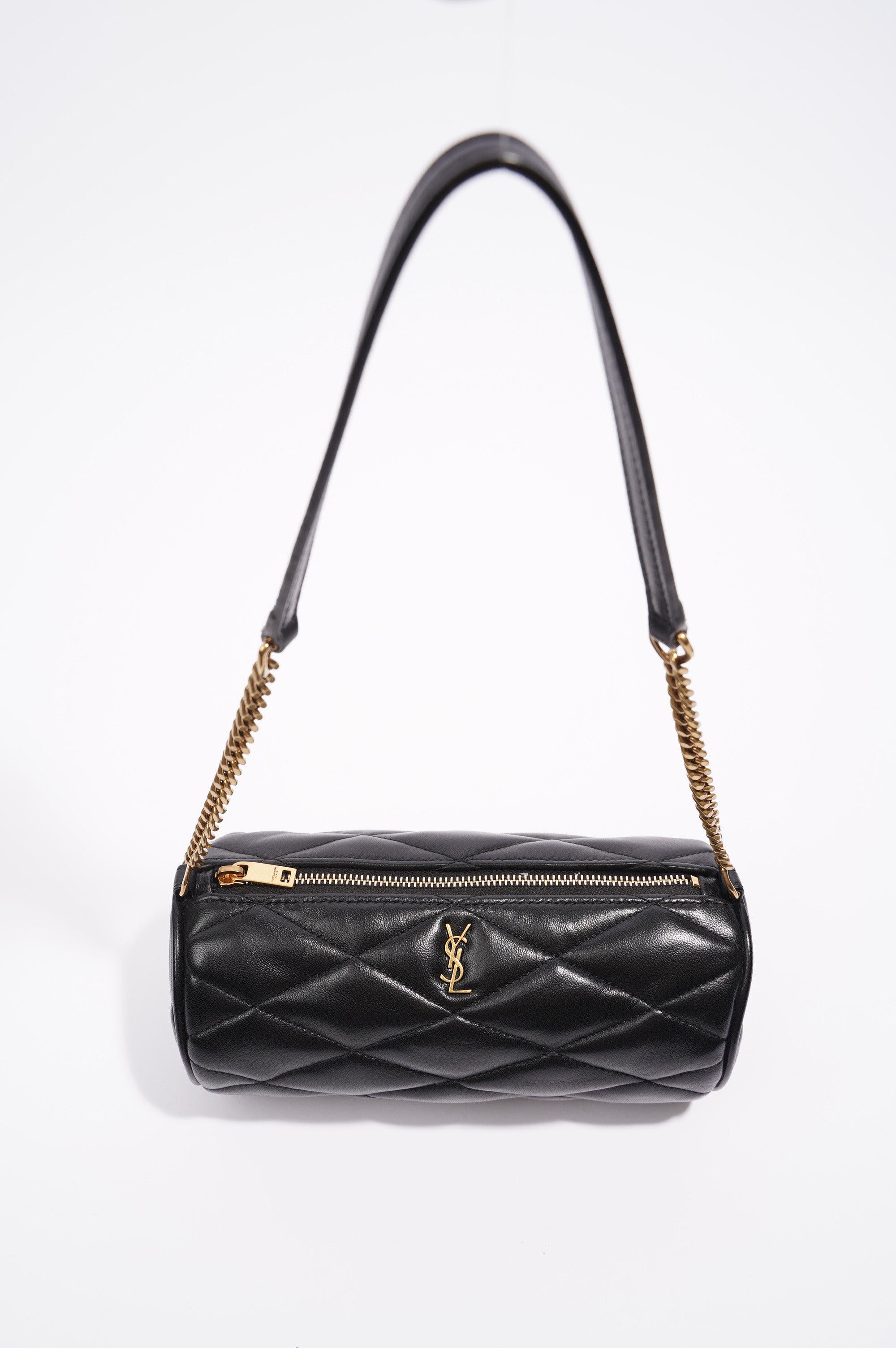 Saint Laurent Womens Sade Tube Black Leather Mini