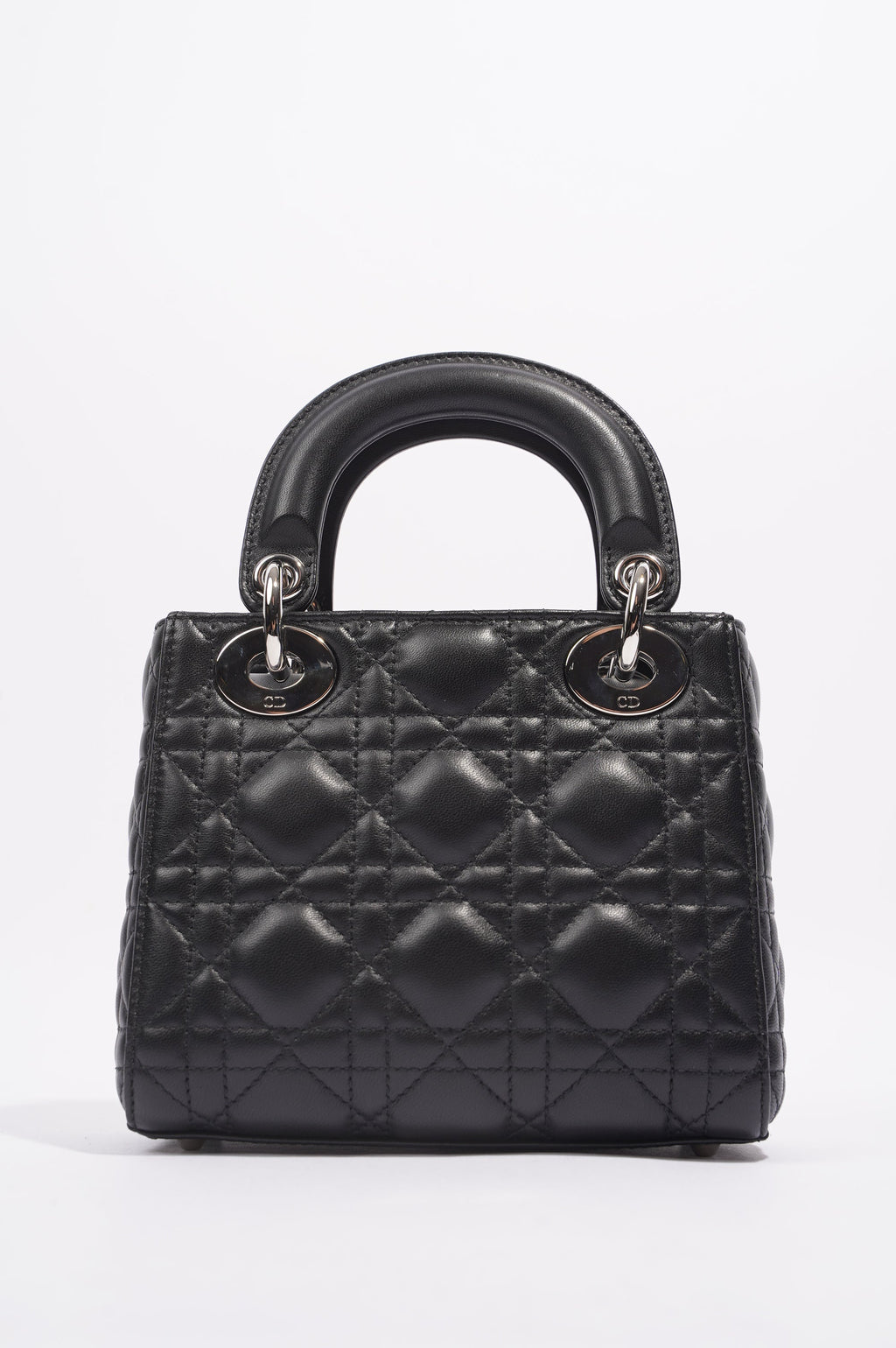 Christian Dior Womens Lady Dior Black Leather Mini