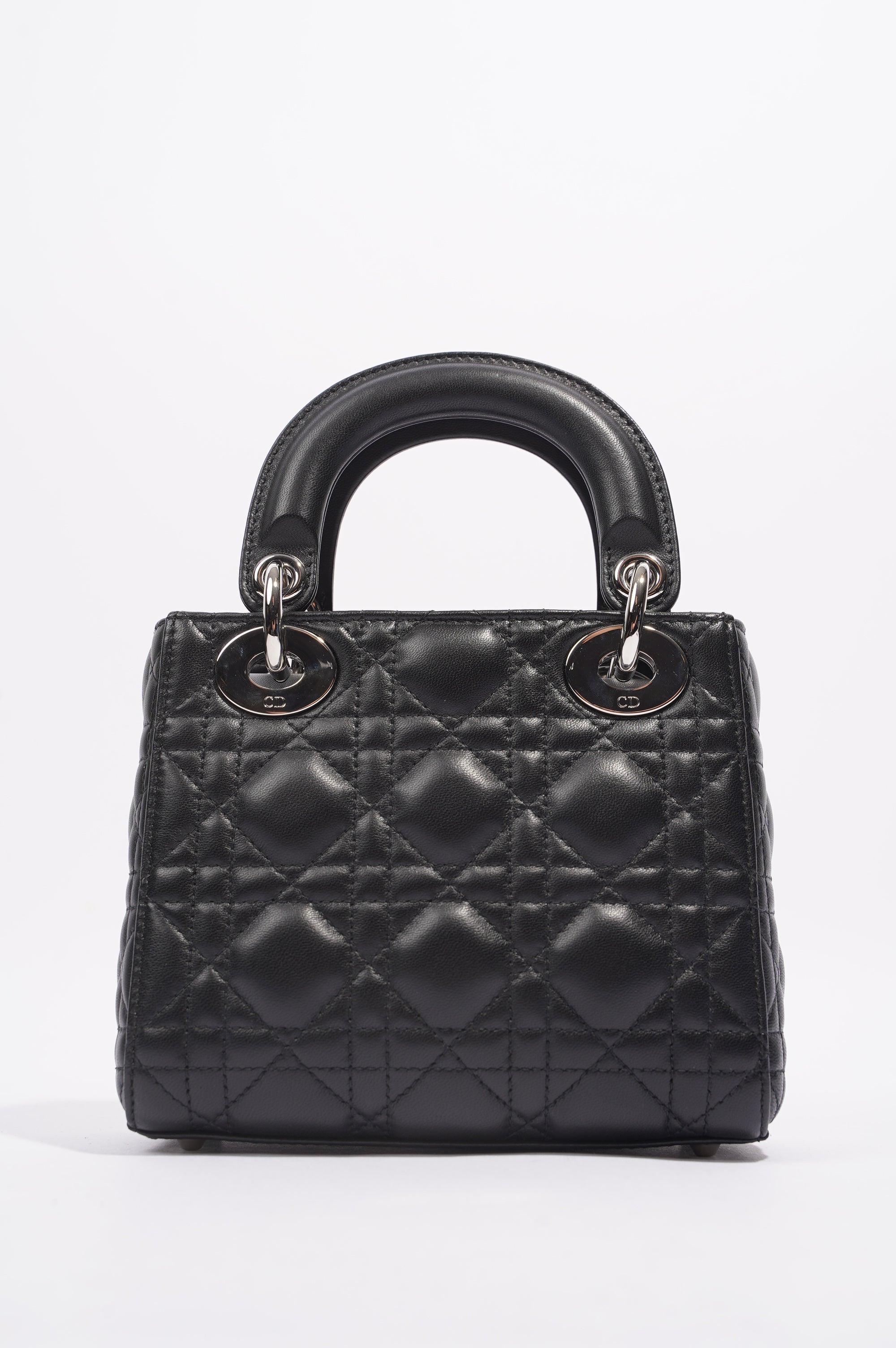 Christian Dior Womens Lady Dior Black Leather Mini