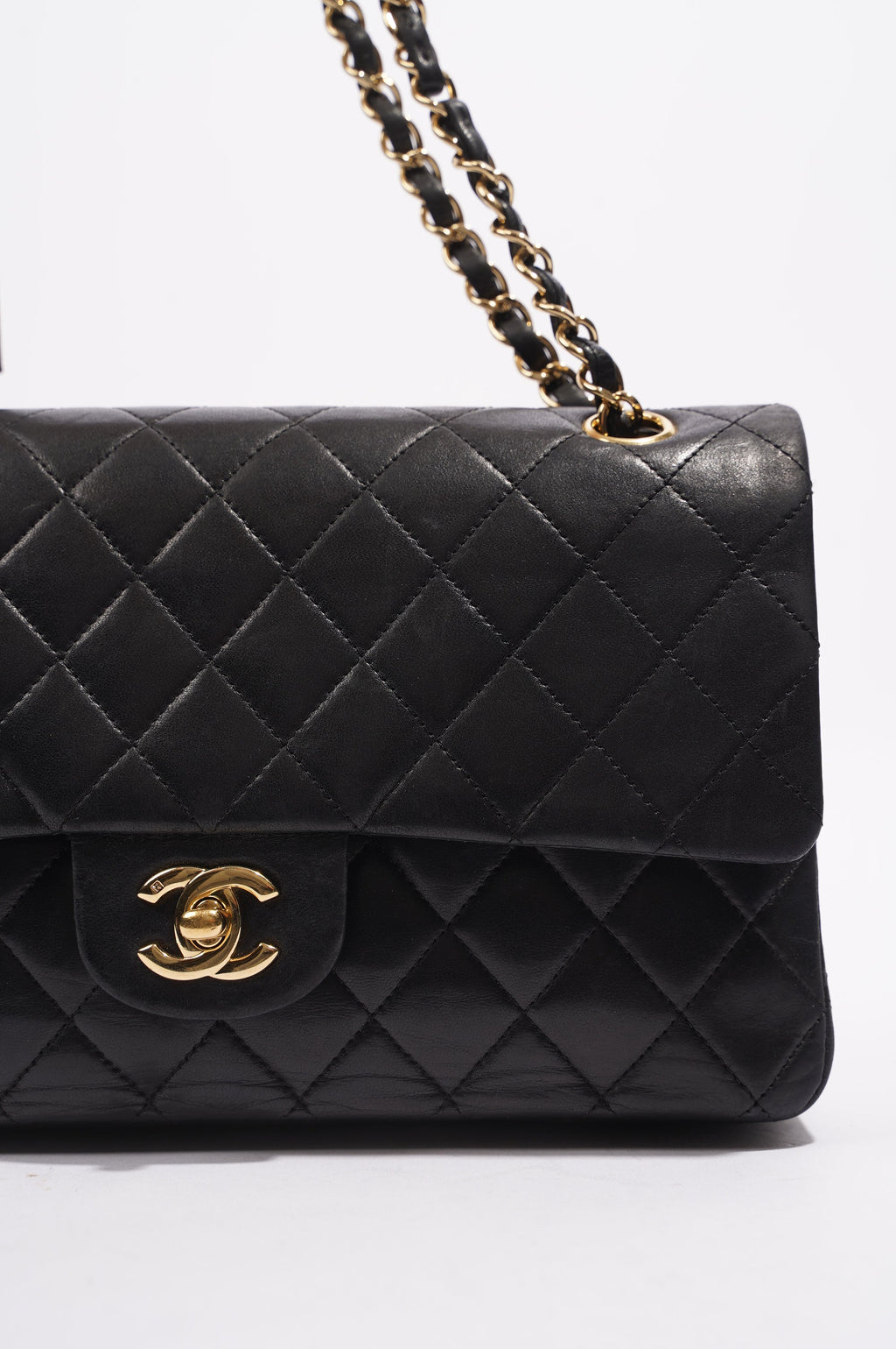 Chanel Lambskin Classic Double Flap Black Leather Medium