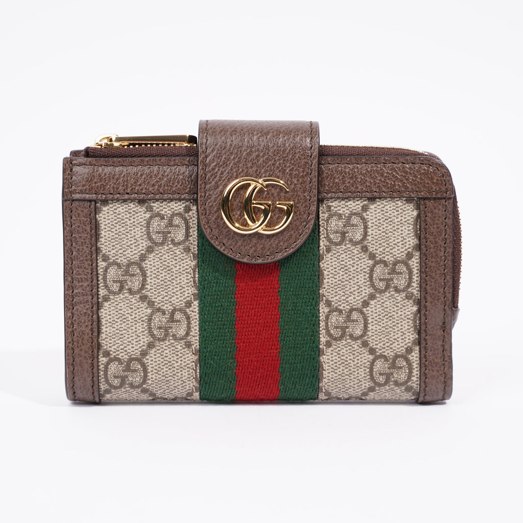 Gucci Ophidia GG-jacquard Web-stripe zipped wallet Monogram / Green / Red Canvas