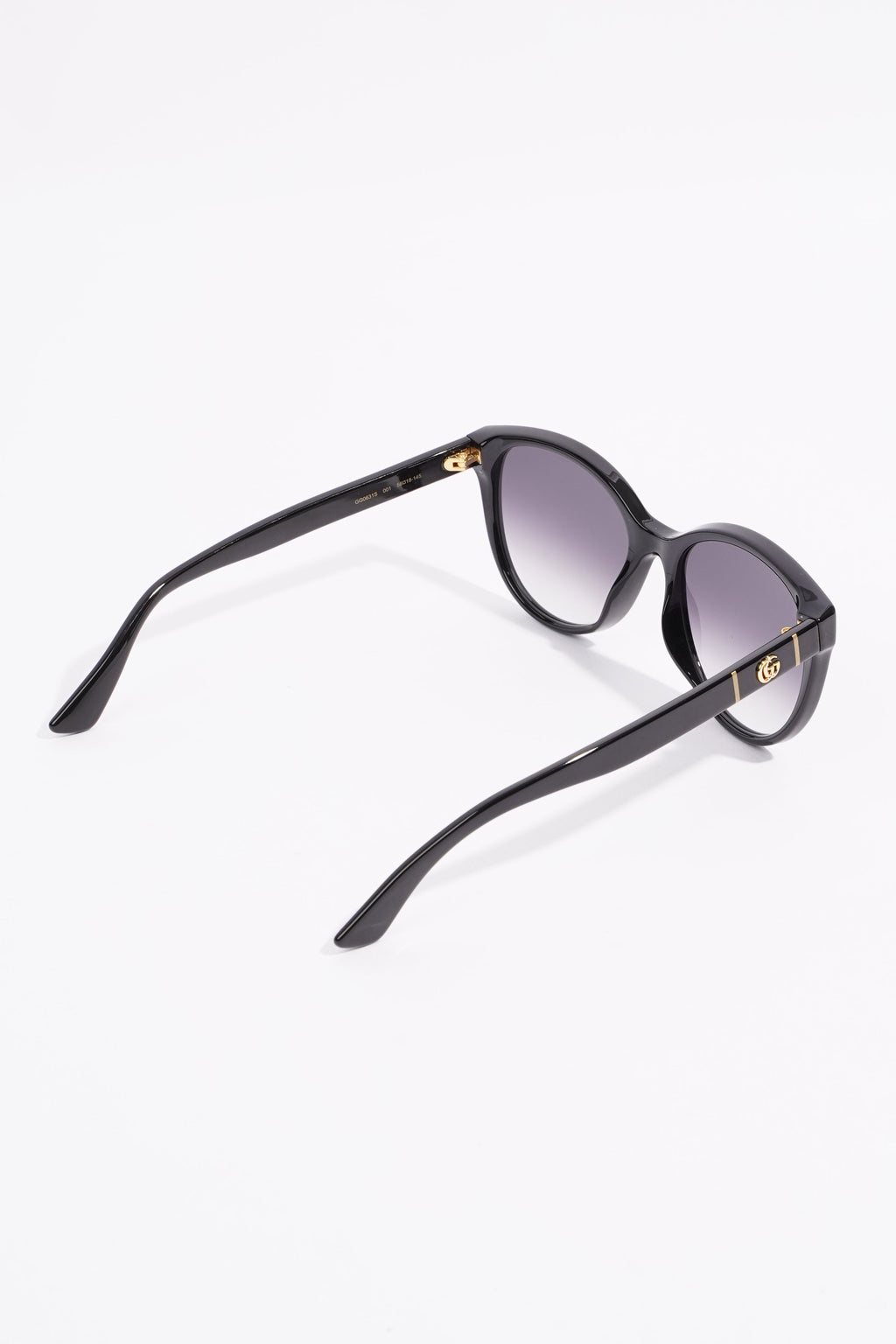 Gucci Womens Round Cat Eye Sunglasses Black Acetate 145