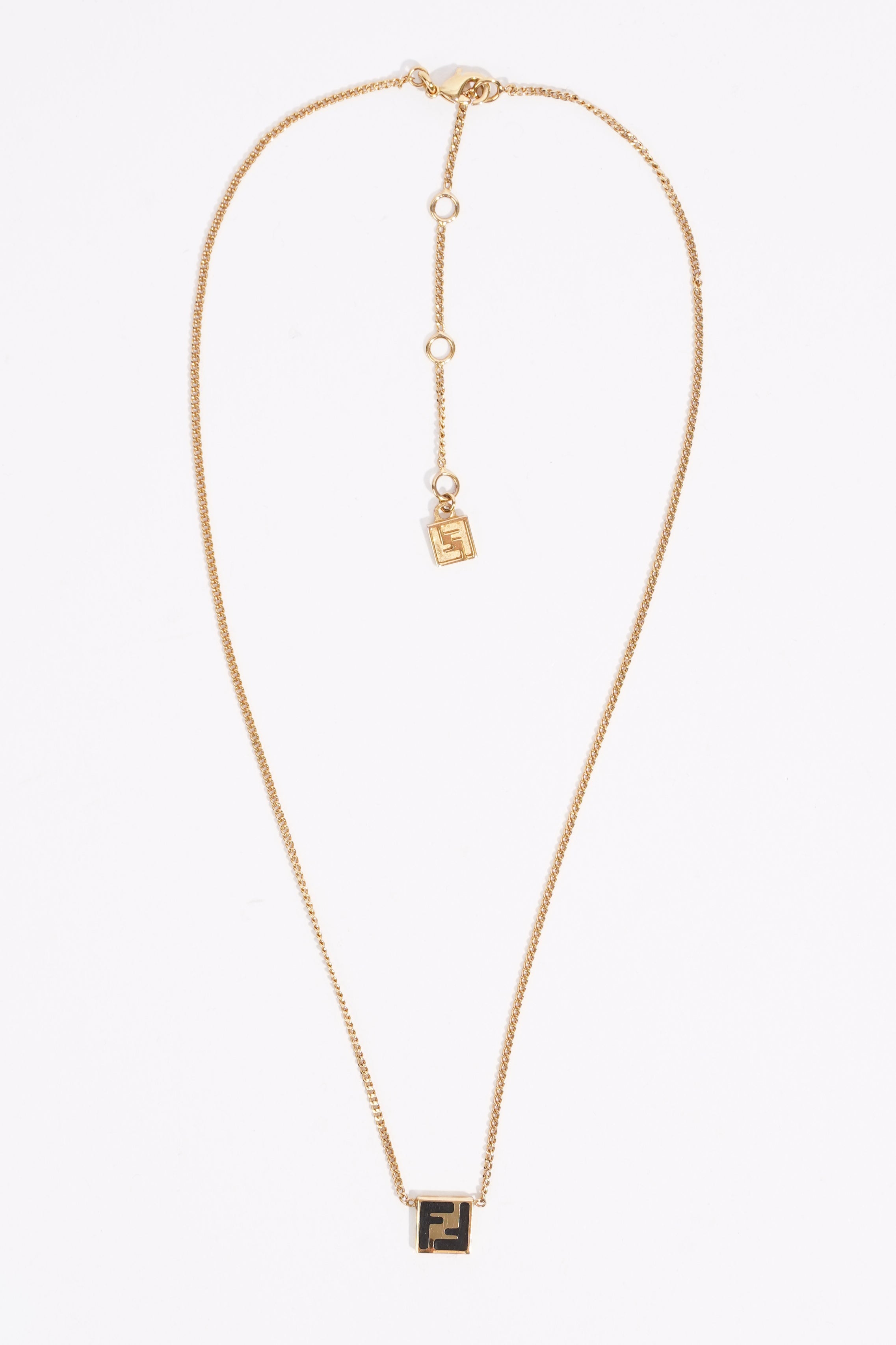 Fendi Womens O'Lock Necklace Golden Finish Base Metal