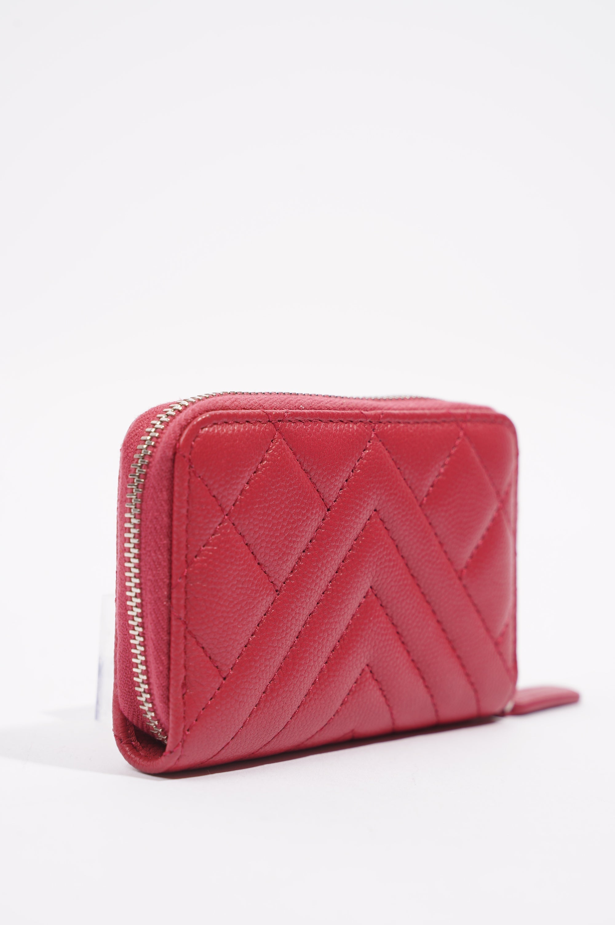 Chanel Womens Zippy Coin Wallet Pink Caviar Leather