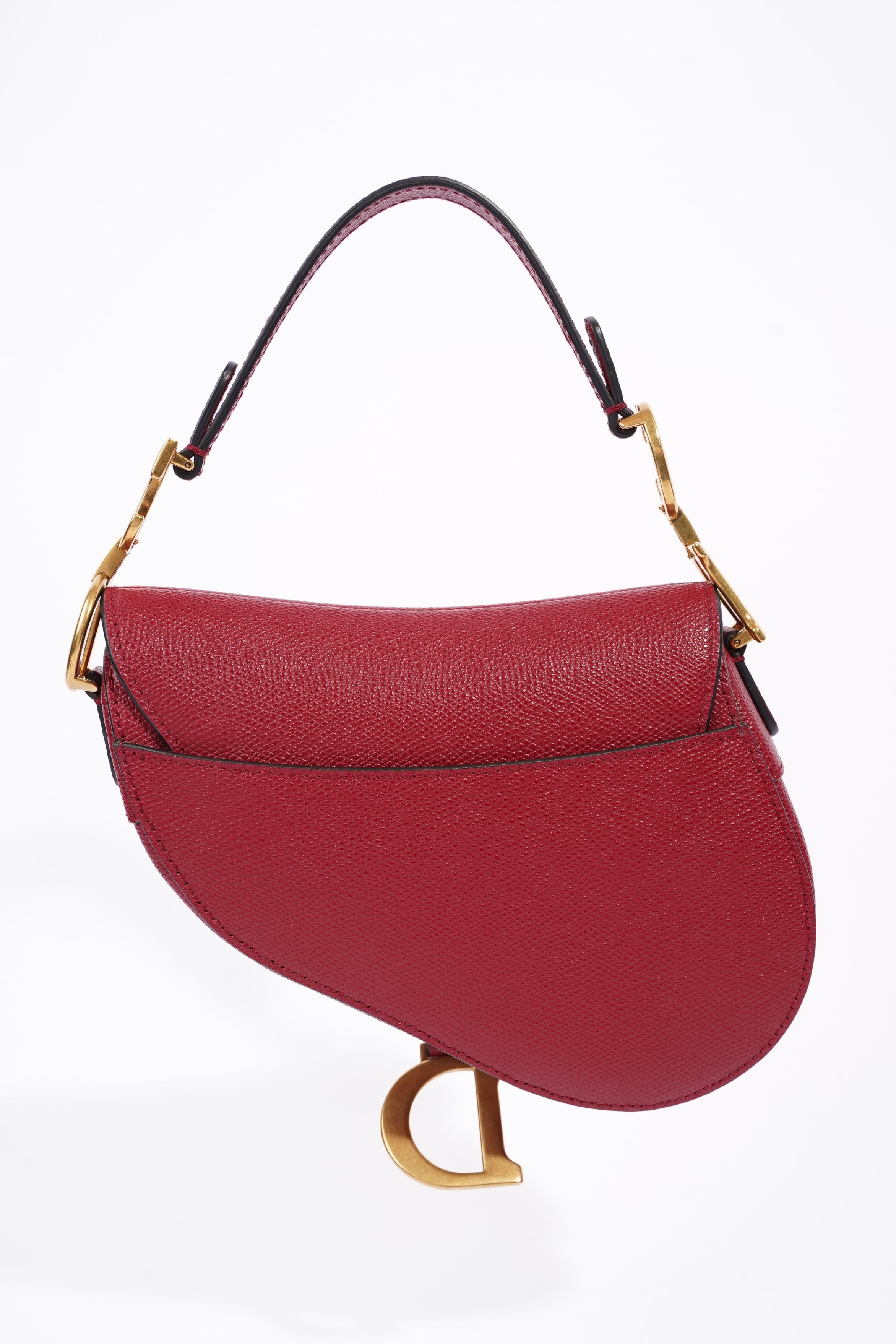 Christian Dior Saddle Bag Red Leather Mini
