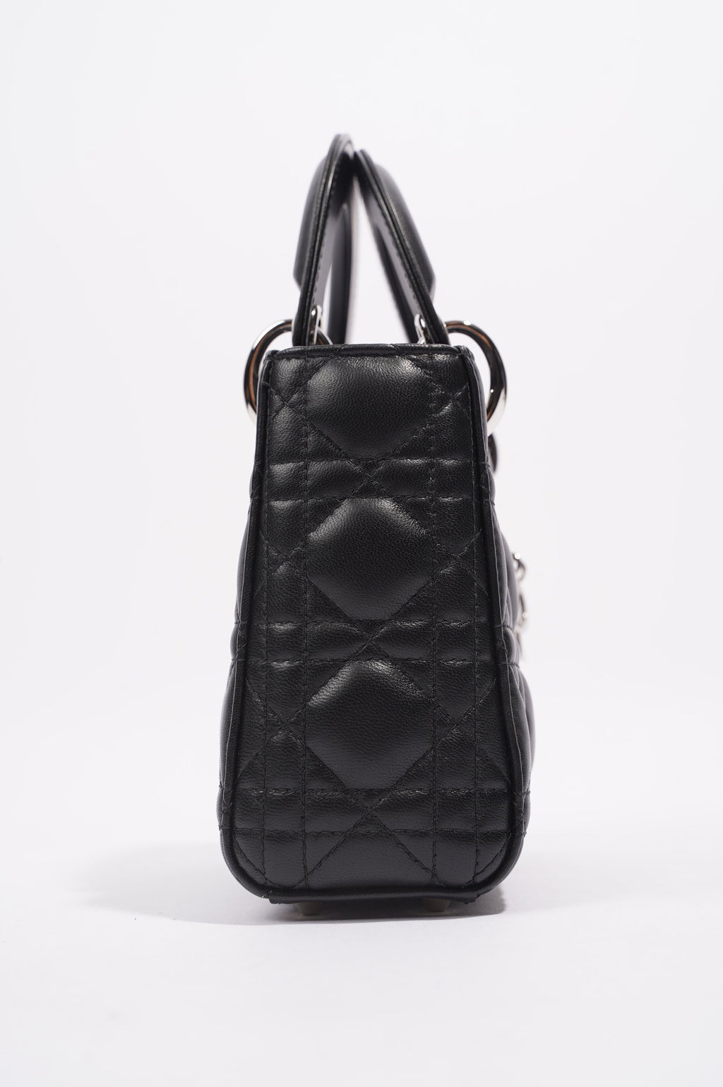 Christian Dior Womens Lady Dior Black Leather Mini