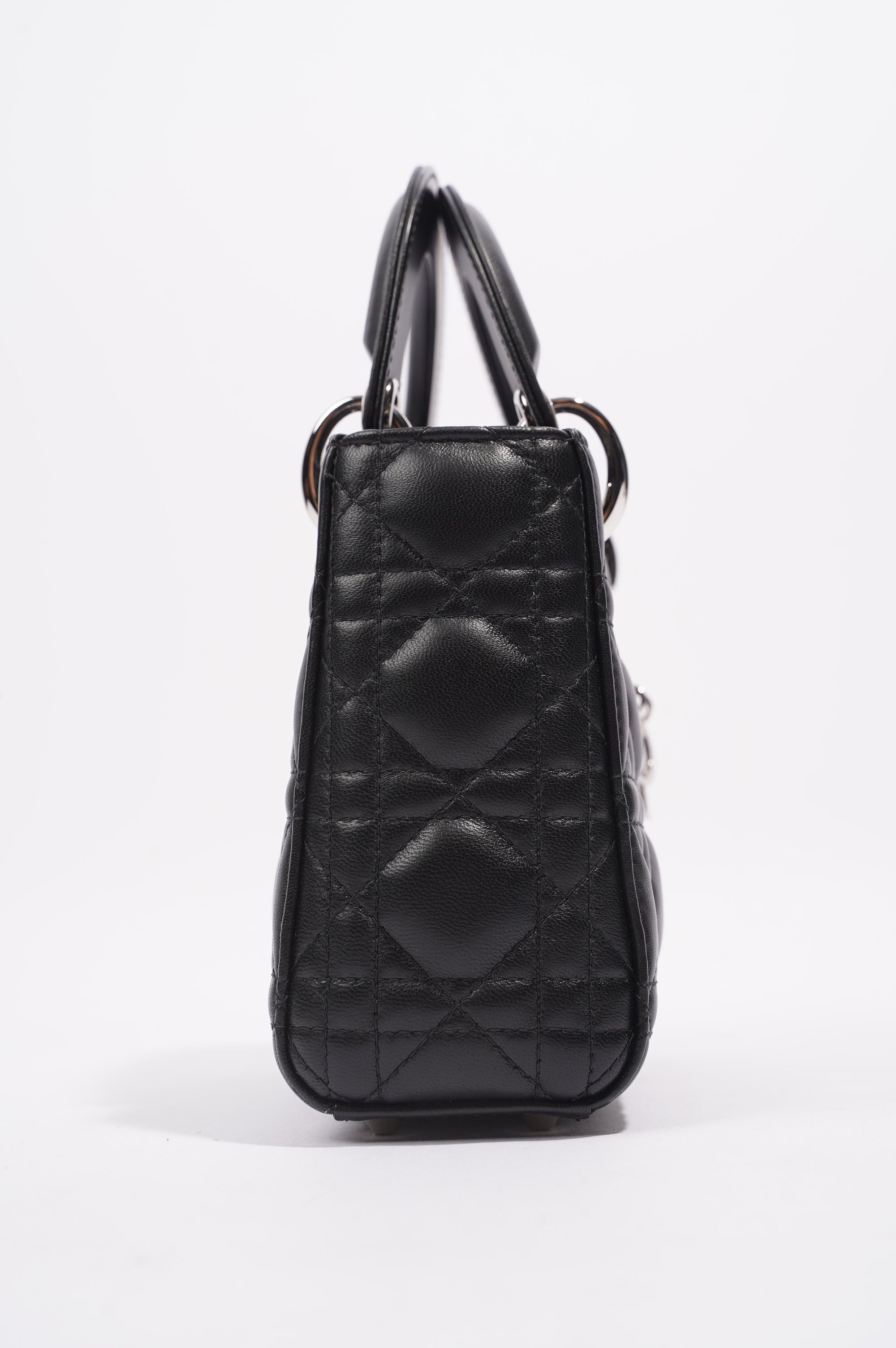 Christian Dior Womens Lady Dior Black Leather Mini