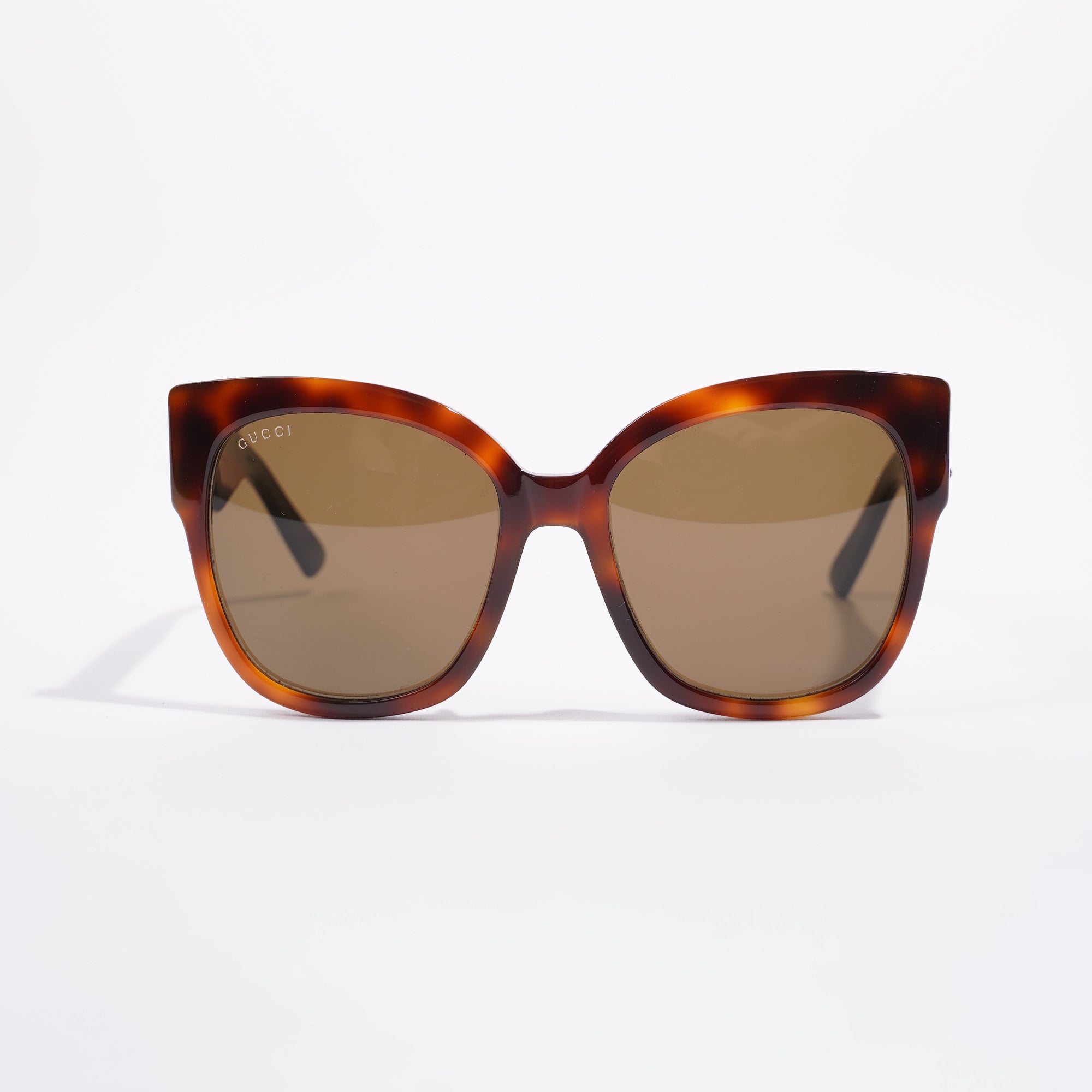 Gucci Womens Star Icon Havana Web Sunglasses Brown / Red / Green 140