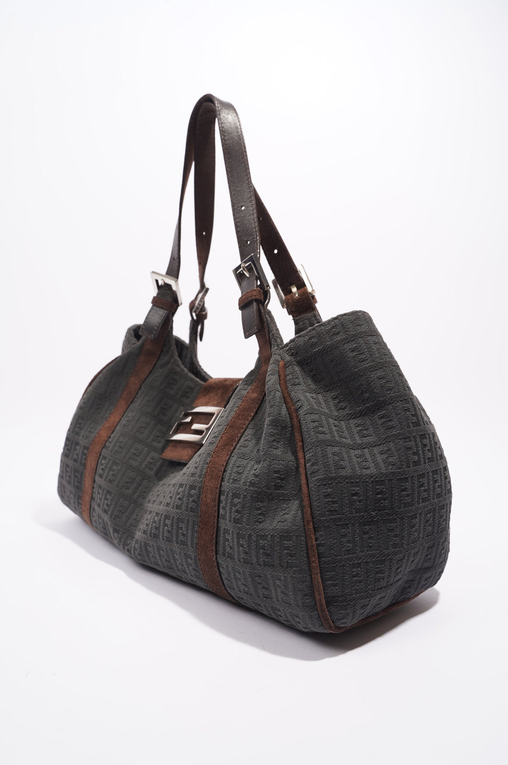 Fendi Zucchino Shoulder Bag Grey