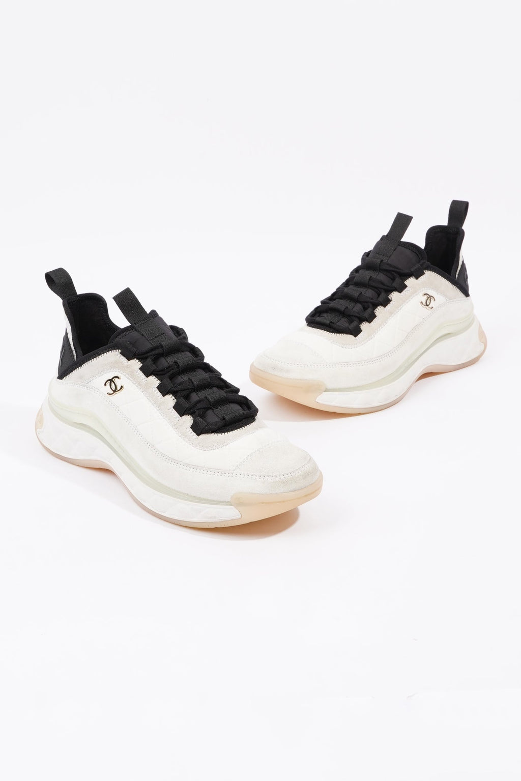 Chanel Womens CC Logo Runners Cream EU 39.5 / UK 6.5