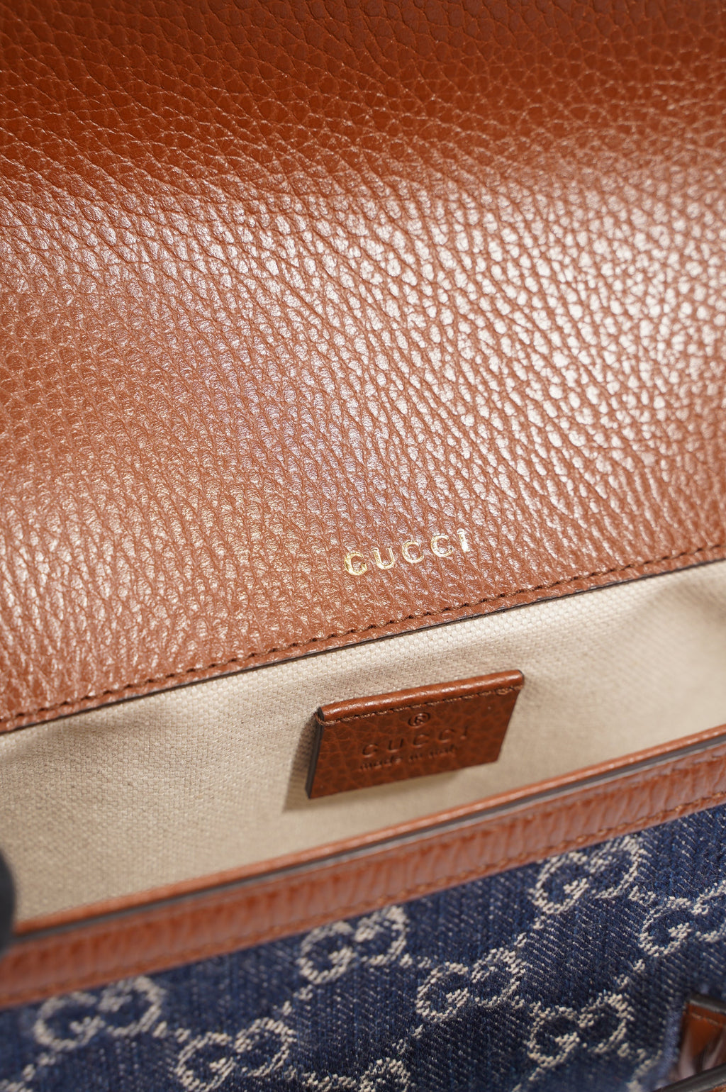 Gucci Womens Horsebit 1955 Mini Bag Demin / Brown