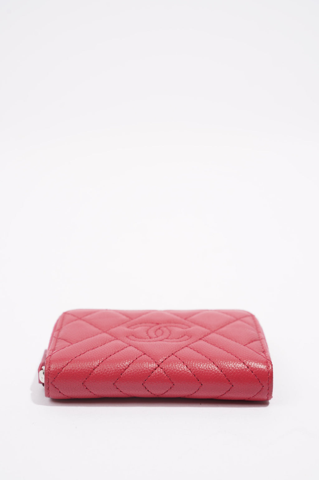 Chanel Womens Zippy Coin Wallet Pink Caviar Leather