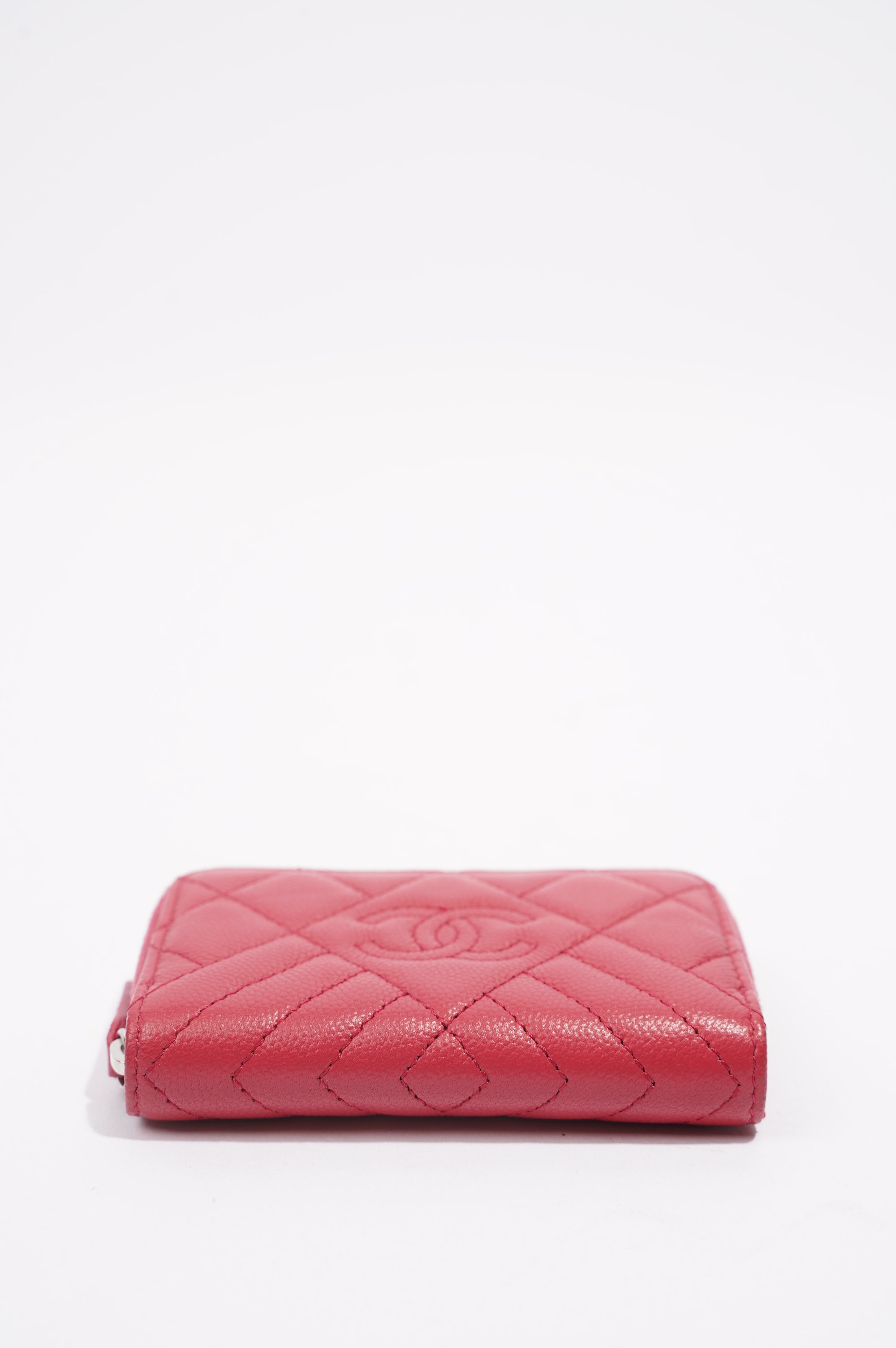 Chanel Womens Zippy Coin Wallet Pink Caviar Leather