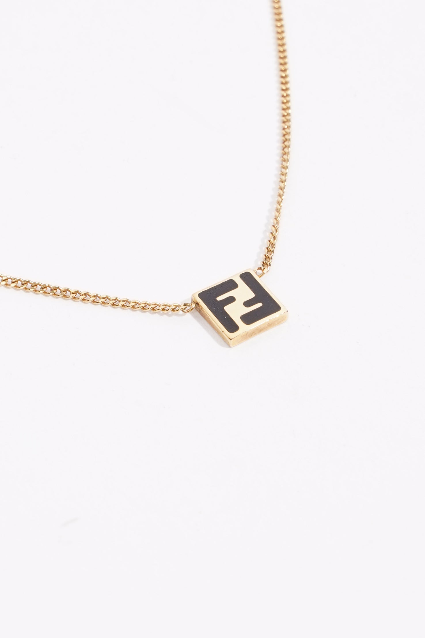 Fendi Womens O'Lock Necklace Golden Finish Base Metal