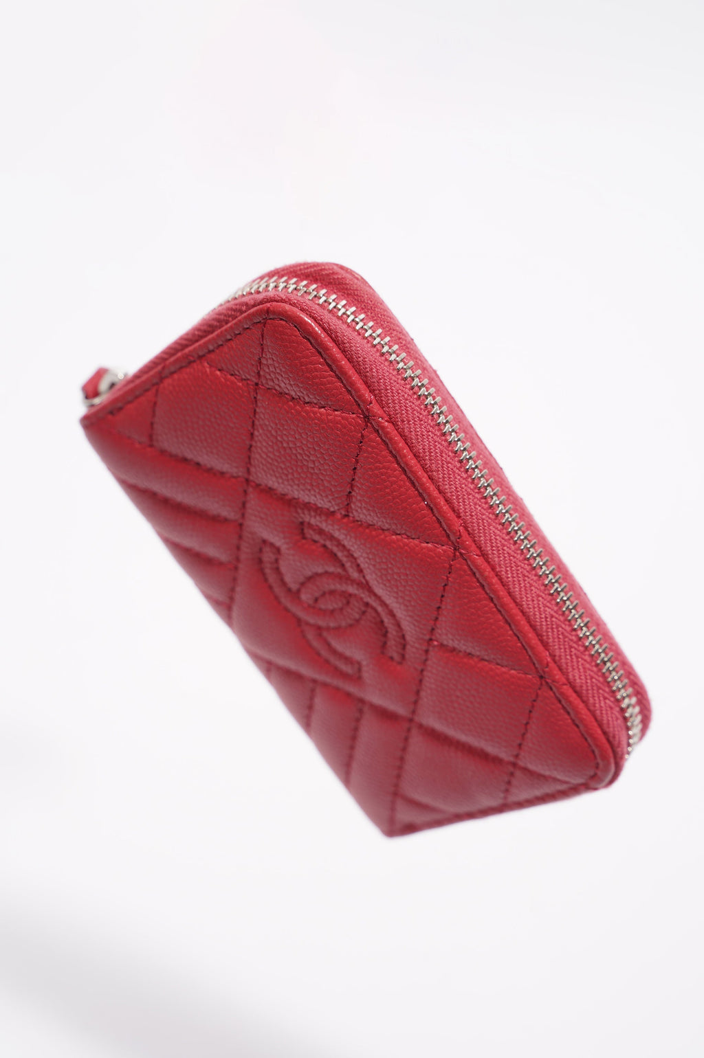 Chanel Womens Zippy Coin Wallet Pink Caviar Leather
