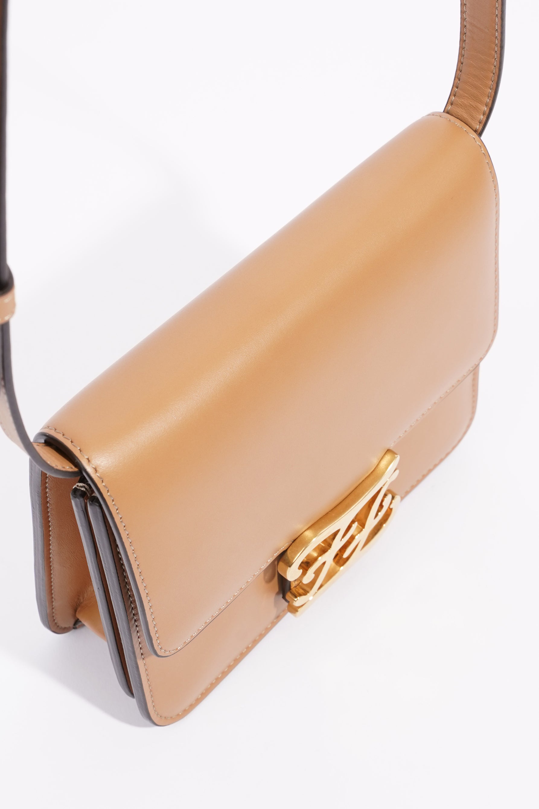 Fendi Karligraphy Shoulder Bag Tan Leather