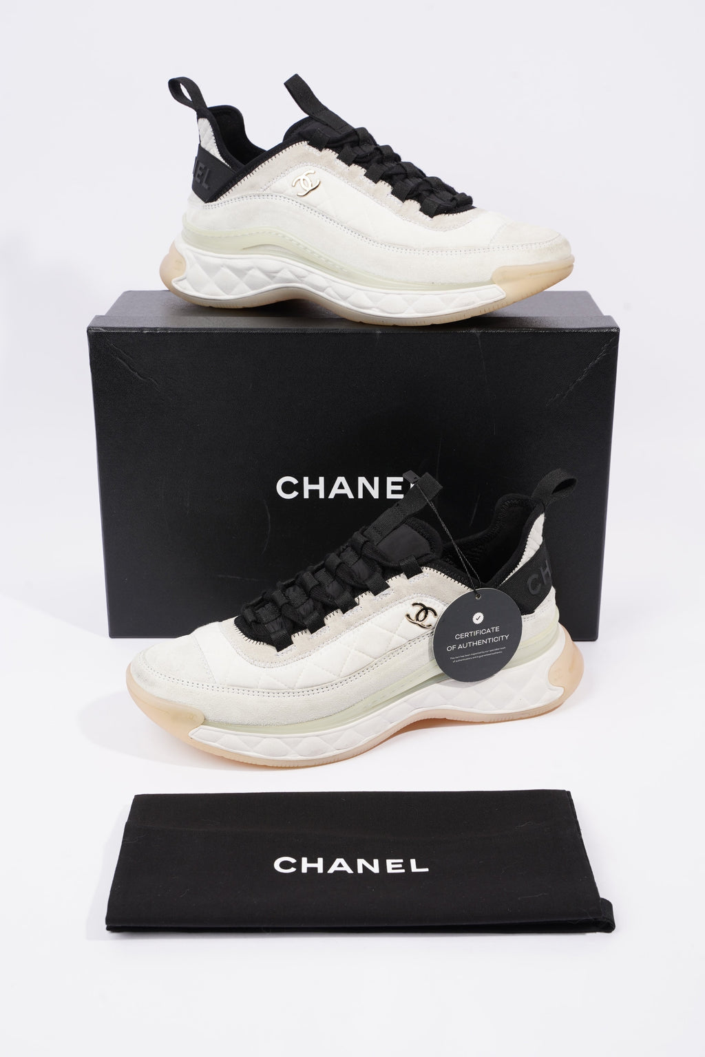Chanel Womens CC Logo Runners Cream EU 39.5 / UK 6.5