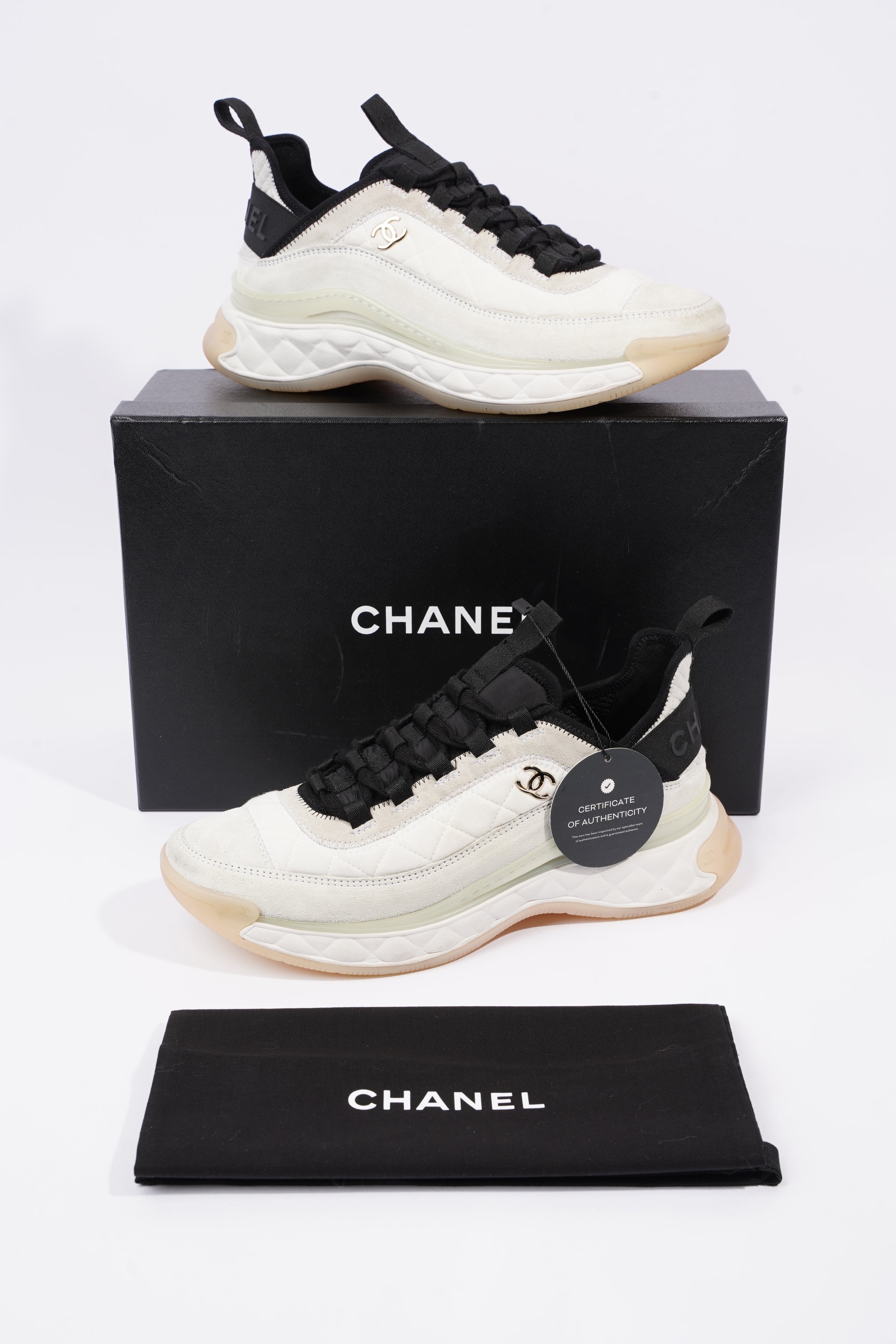 Chanel Womens CC Logo Runners Cream EU 39.5 / UK 6.5