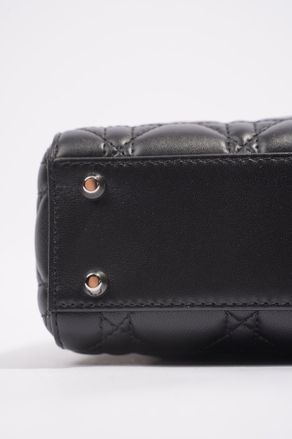 Christian Dior Womens Lady Dior Black Leather Mini
