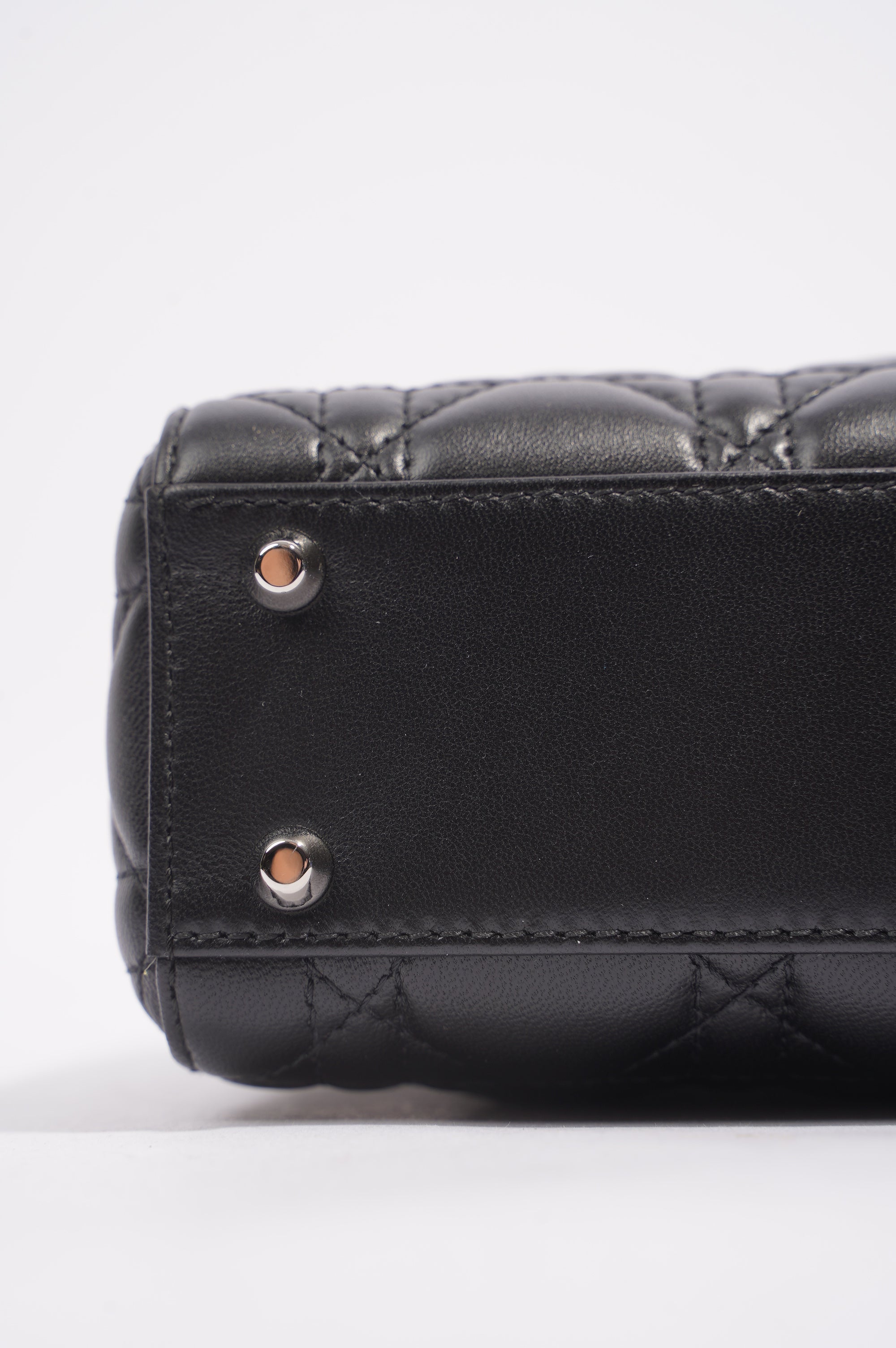Christian Dior Womens Lady Dior Black Leather Mini