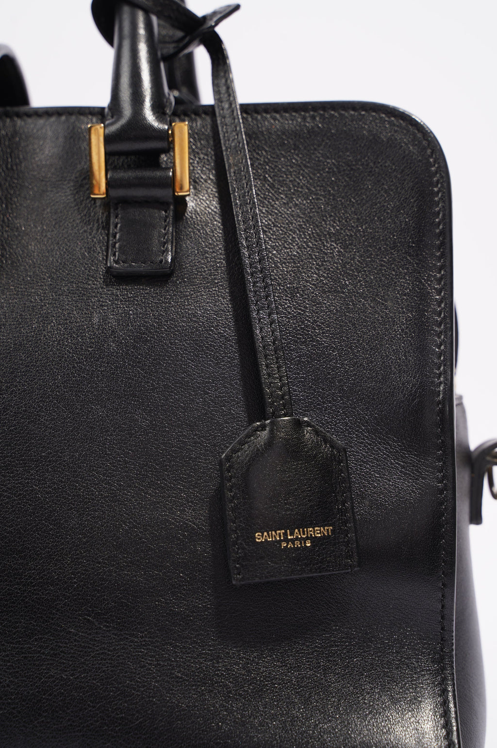 Saint Laurent Womens Cabas Black / Gold Small