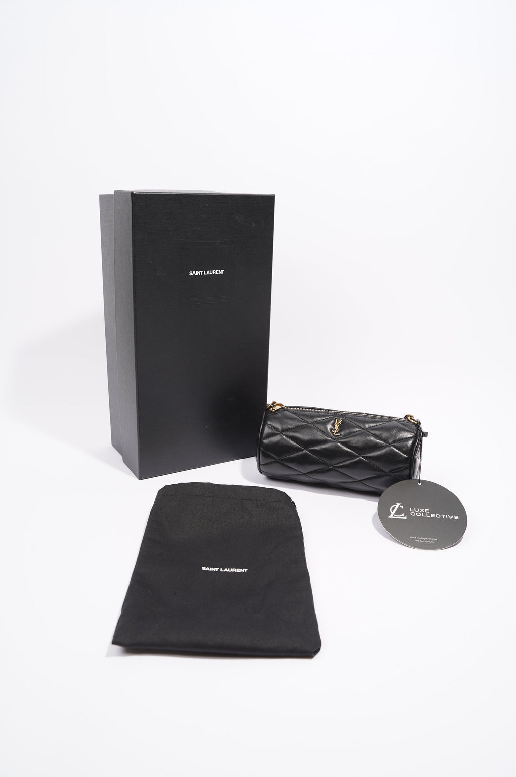 Saint Laurent Womens Sade Tube Black Leather Mini