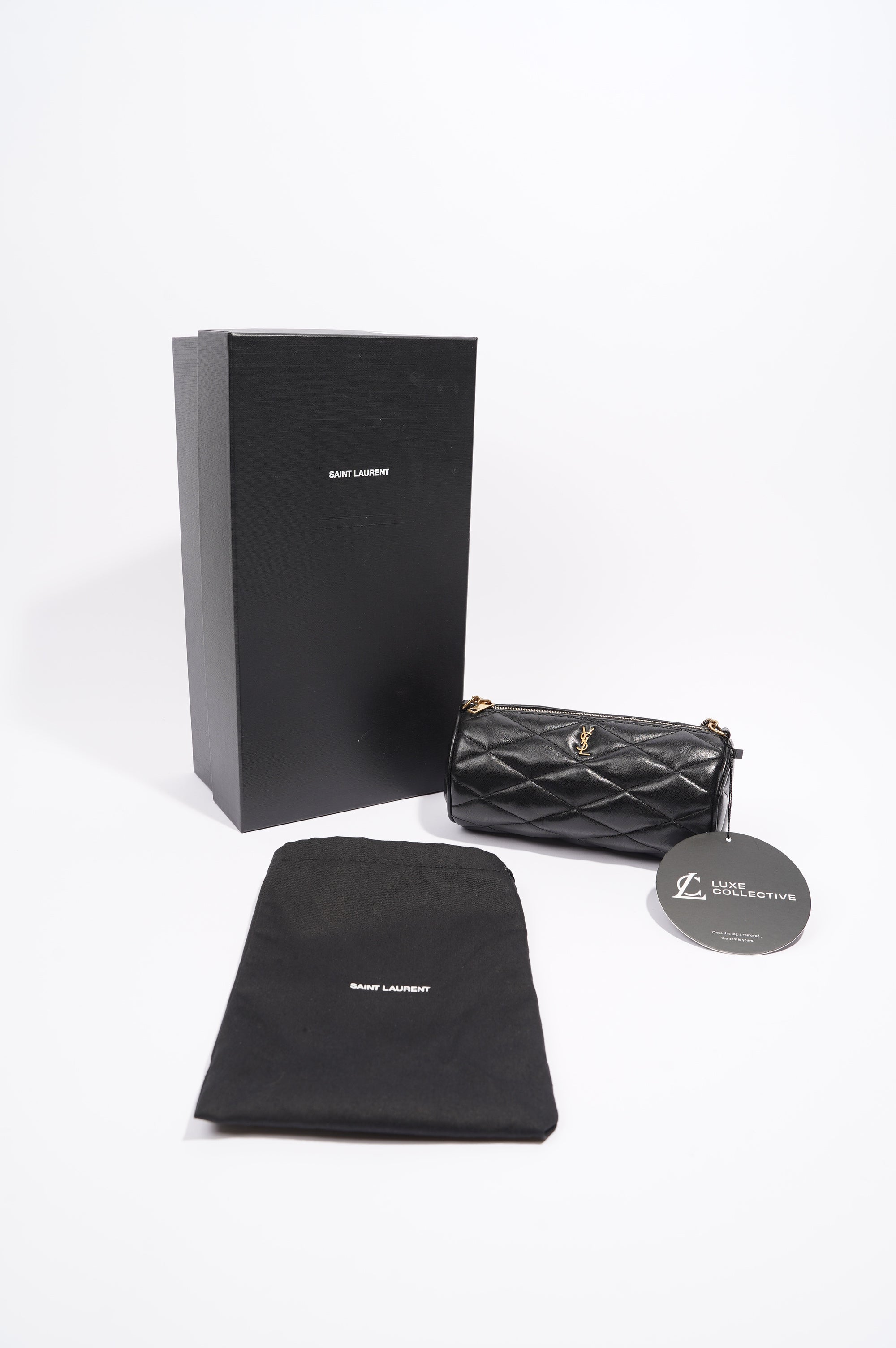 Saint Laurent Womens Sade Tube Black Leather Mini