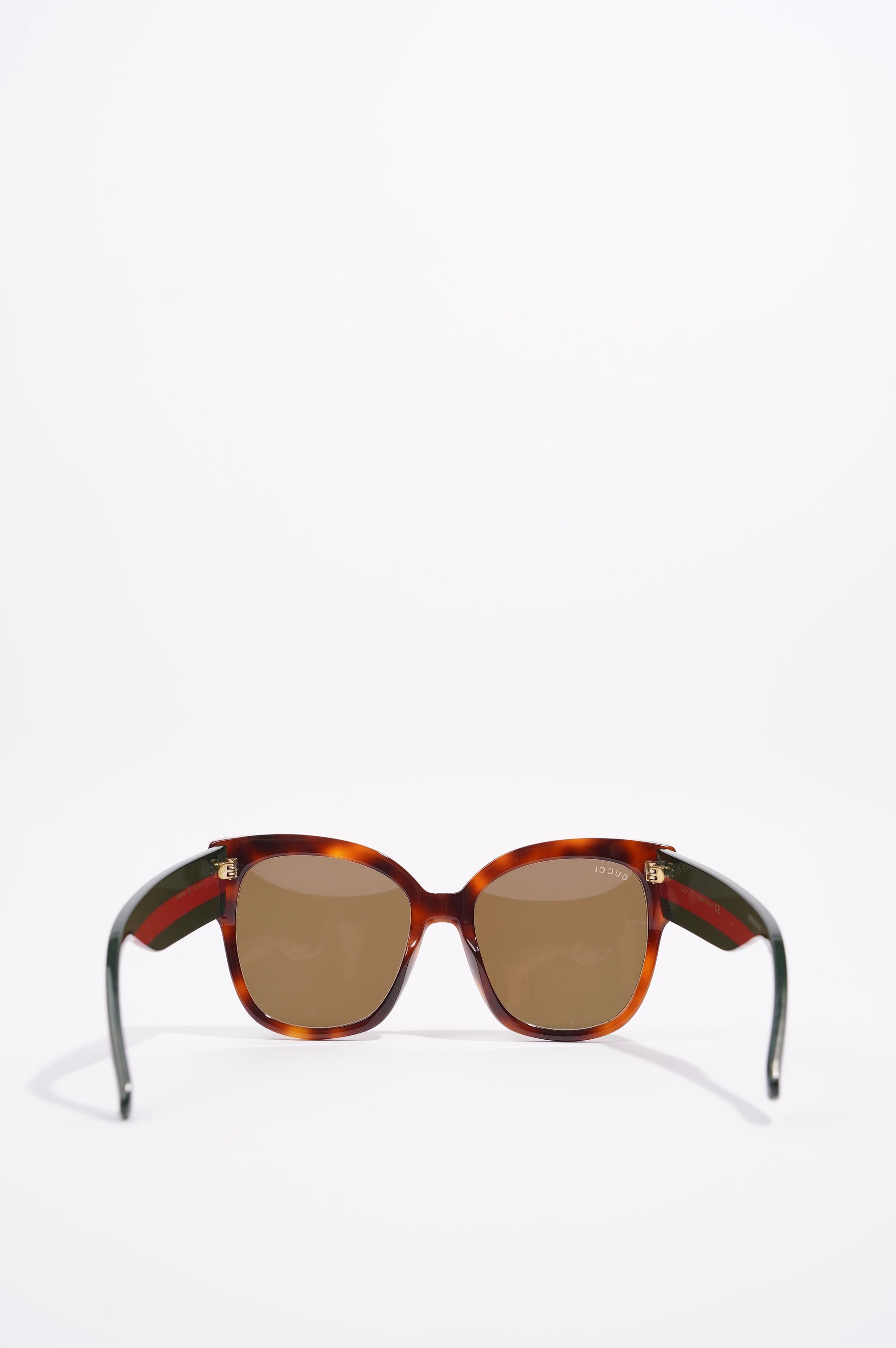 Gucci Womens Star Icon Havana Web Sunglasses Brown / Red / Green 140