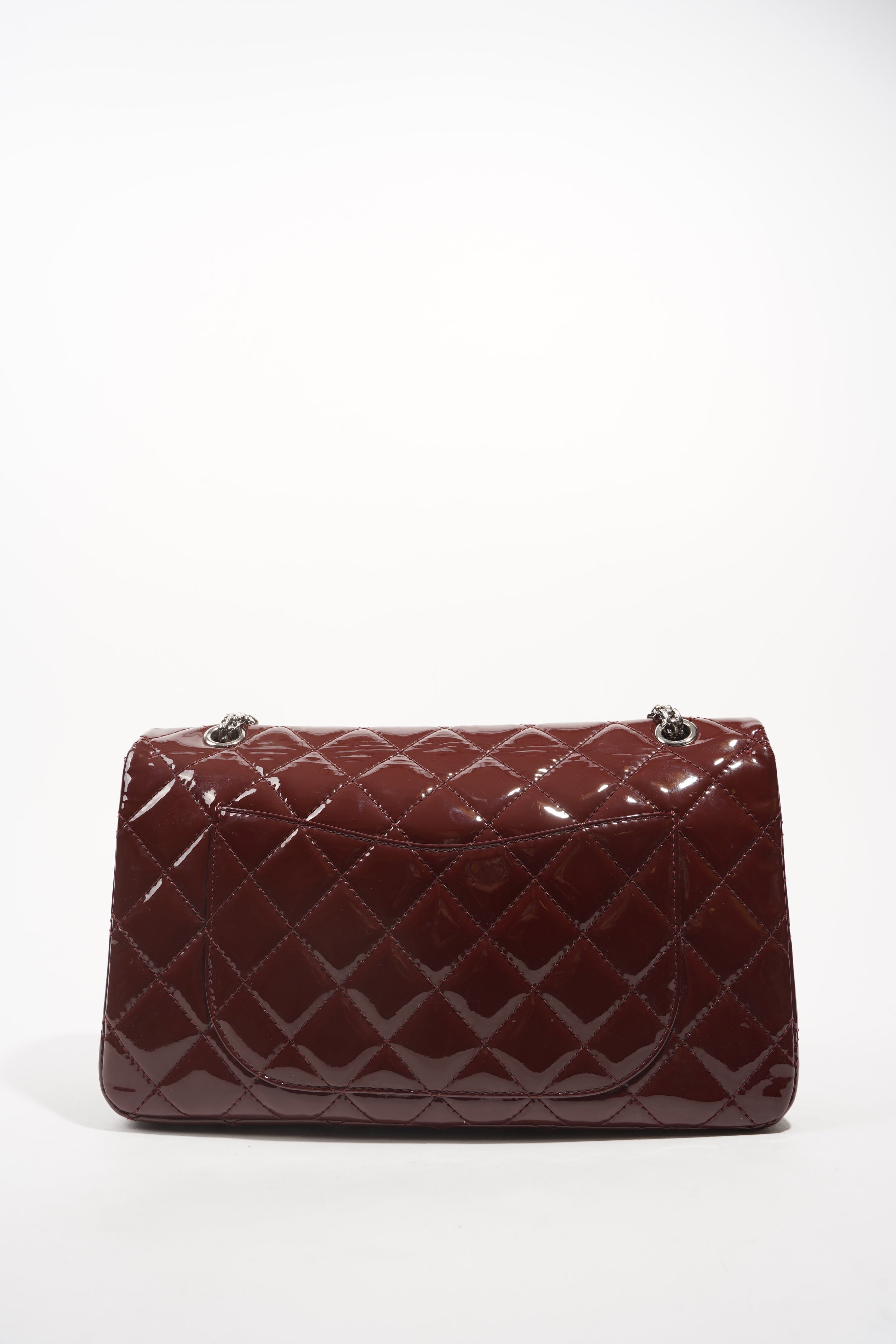 Chanel Womens 2.55 Bag Patent Burgundy Maxi
