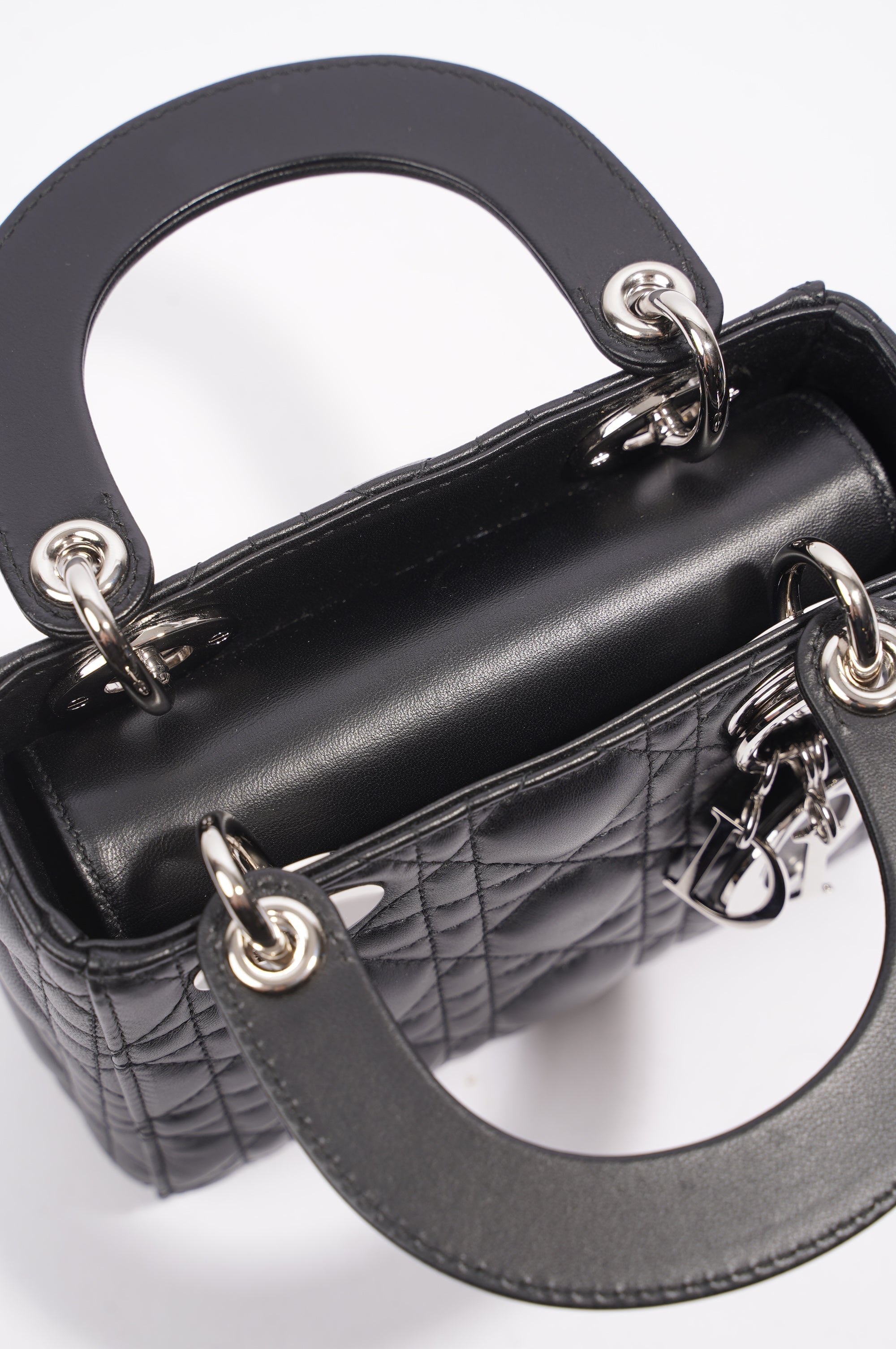 Christian Dior Womens Lady Dior Black Leather Mini