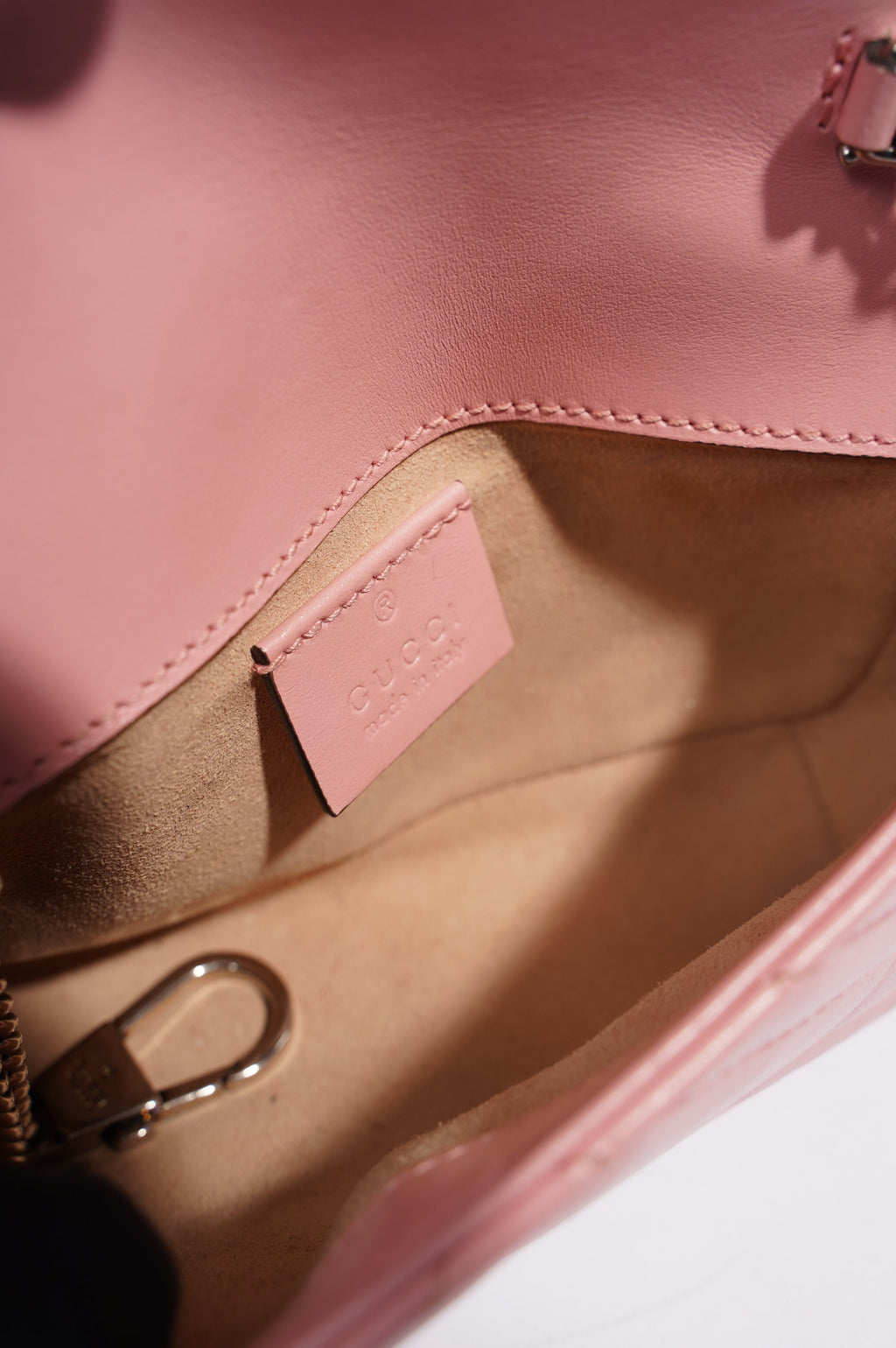 Gucci Womens Marmont Flap Pink / Silver Super Mini