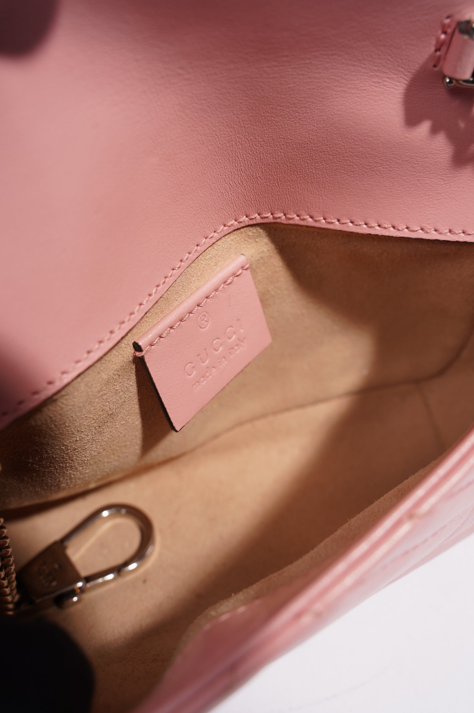 Gucci Womens Marmont Flap Pink / Silver Super Mini